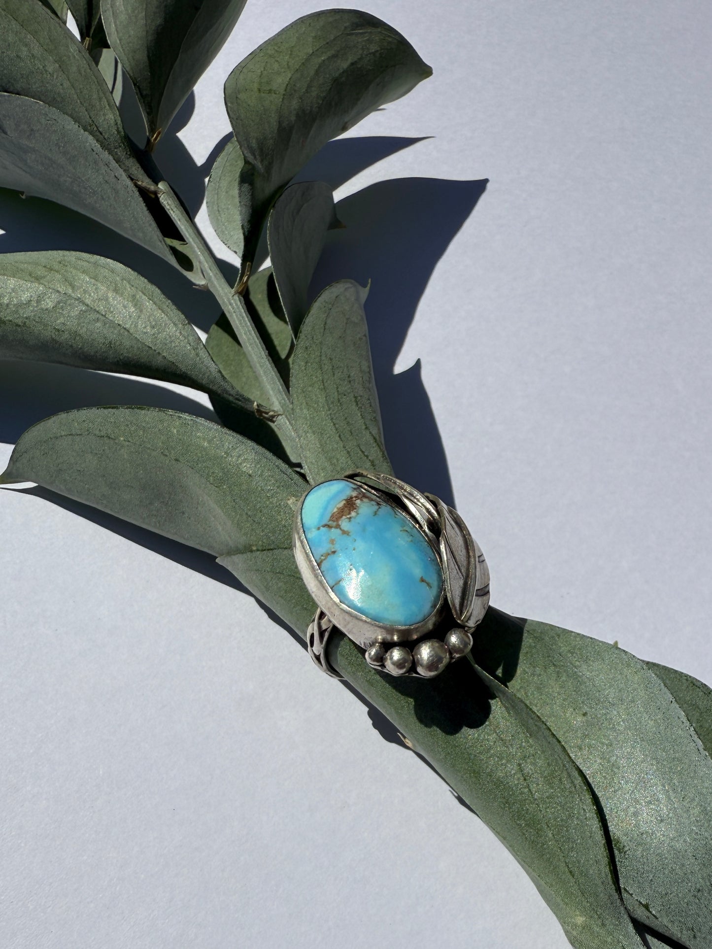 Lavender Skies Ring: Sterling Silver & Golden Hills Turquoise - size 7