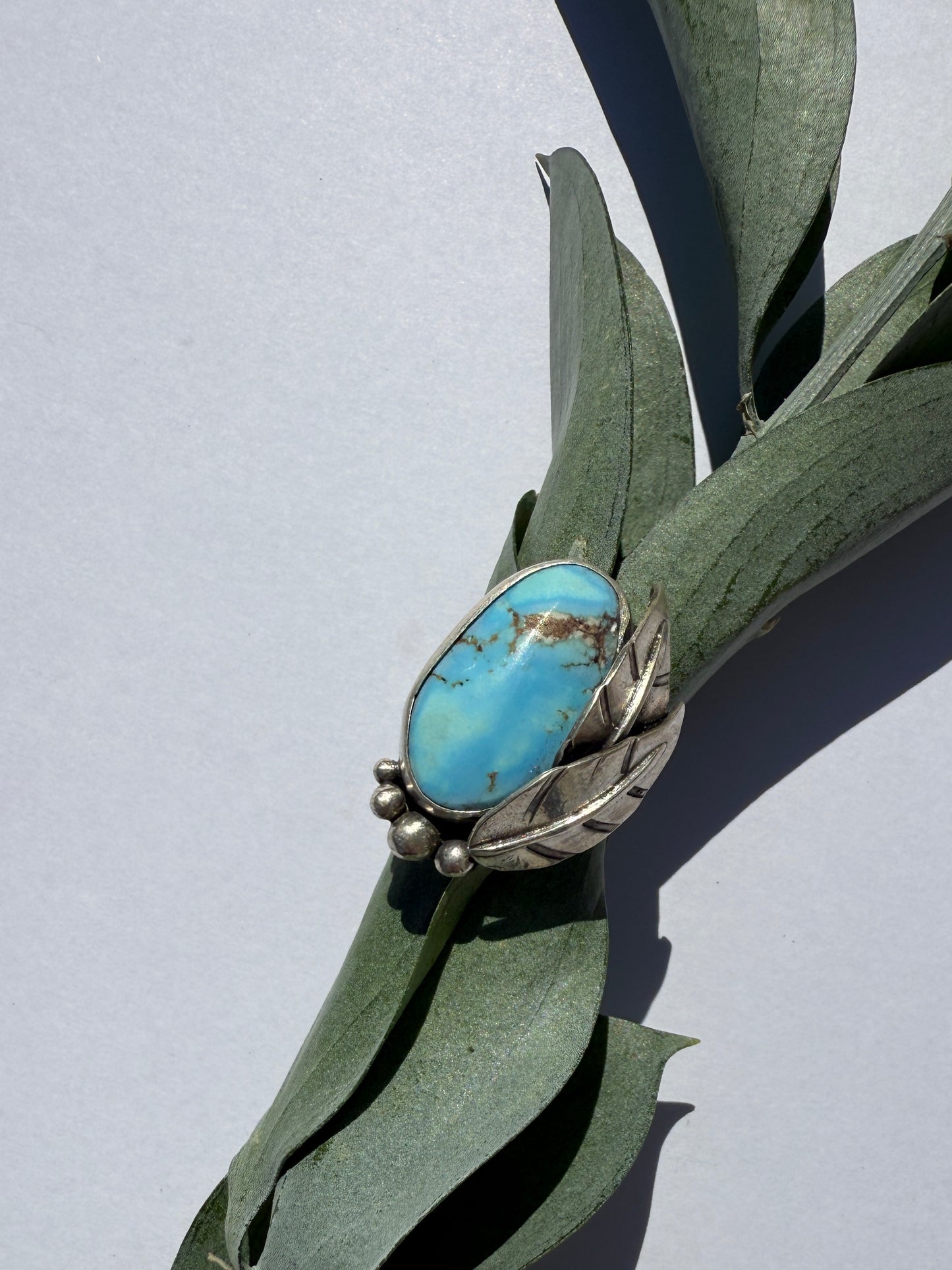 Lavender Skies Ring: Sterling Silver & Golden Hills Turquoise - size 7