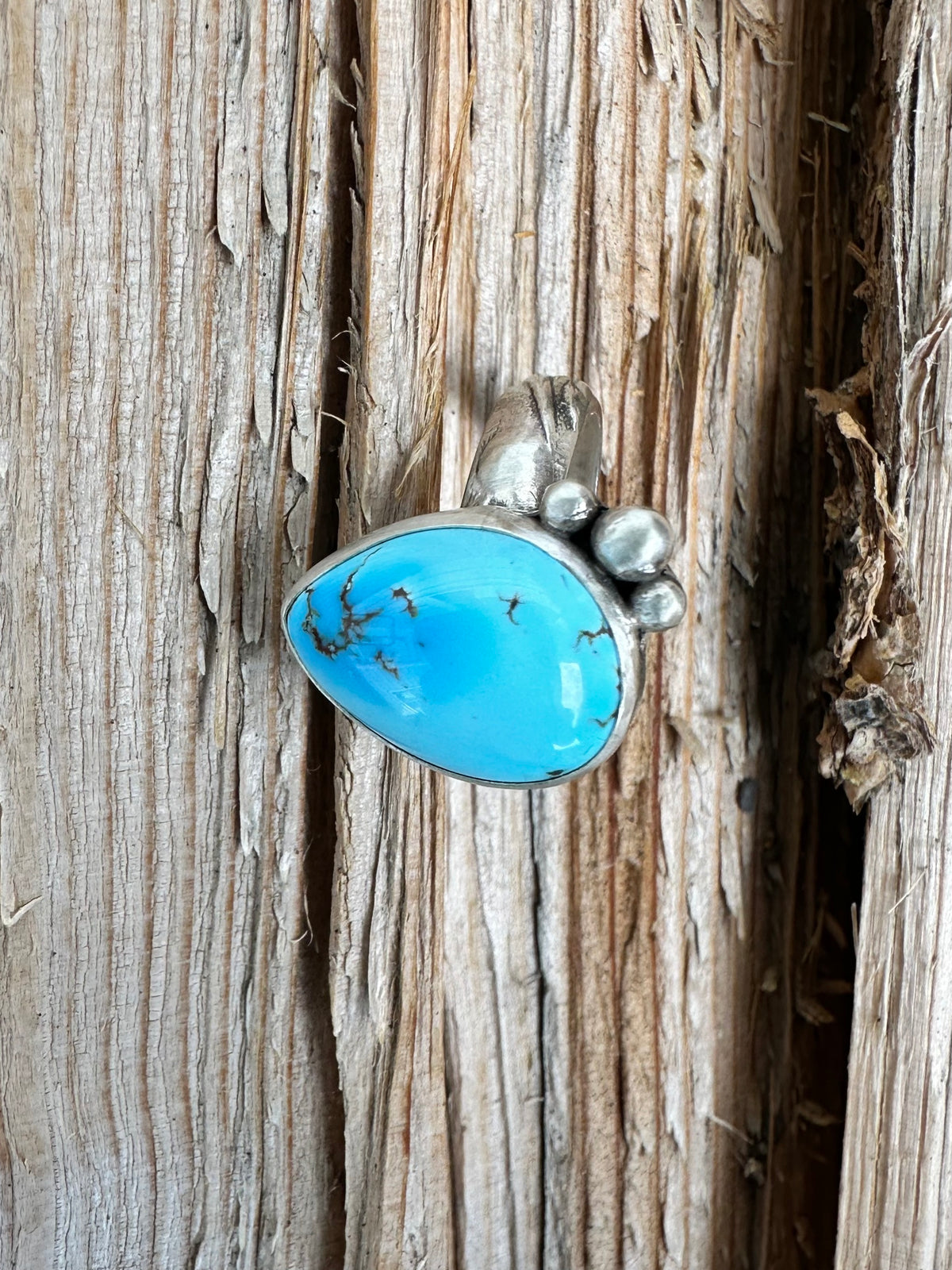 Quiet Sky Ring: Golden Hills Turquoise & Sterling Silver - size 5