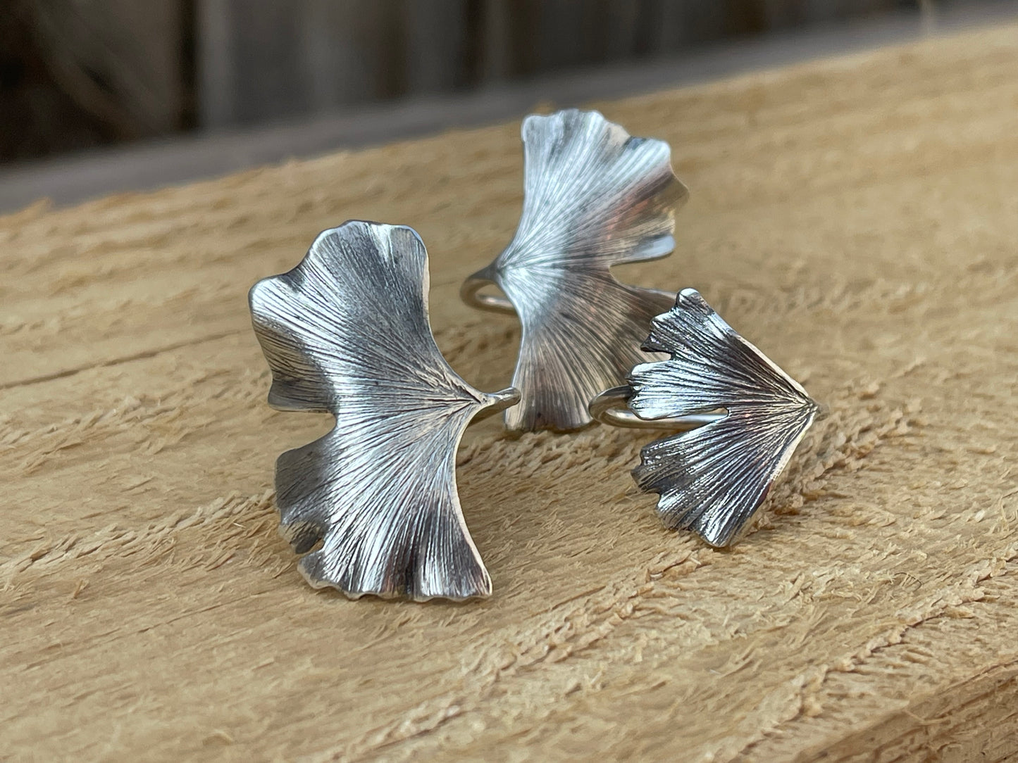 Gingko Grove Rings: Sterling Silver Gingko Leaves