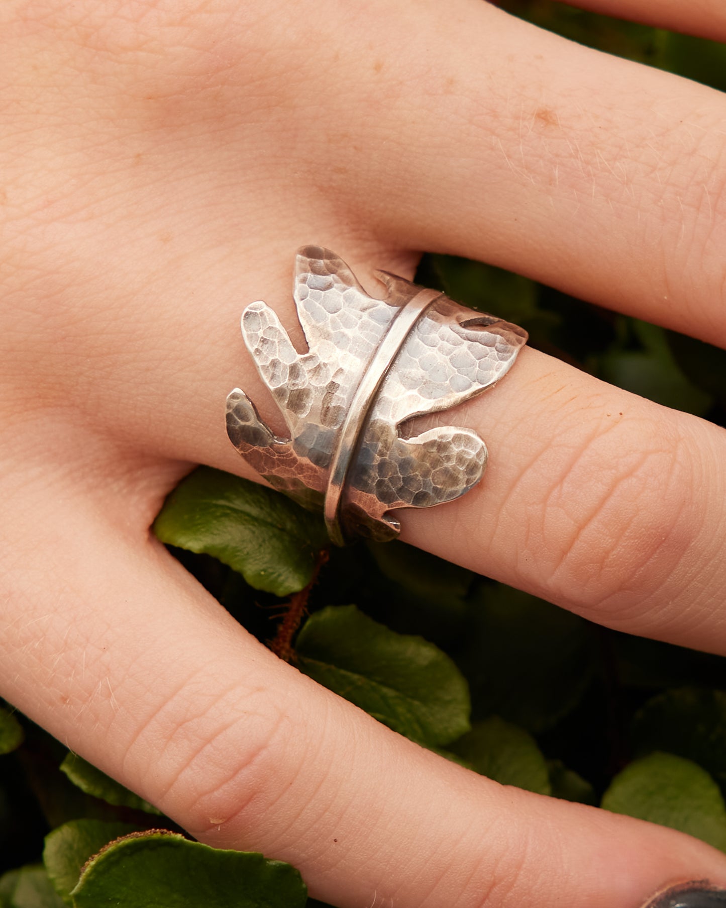 Enduring Oak Rings: Sterling Silver Oak Leaves