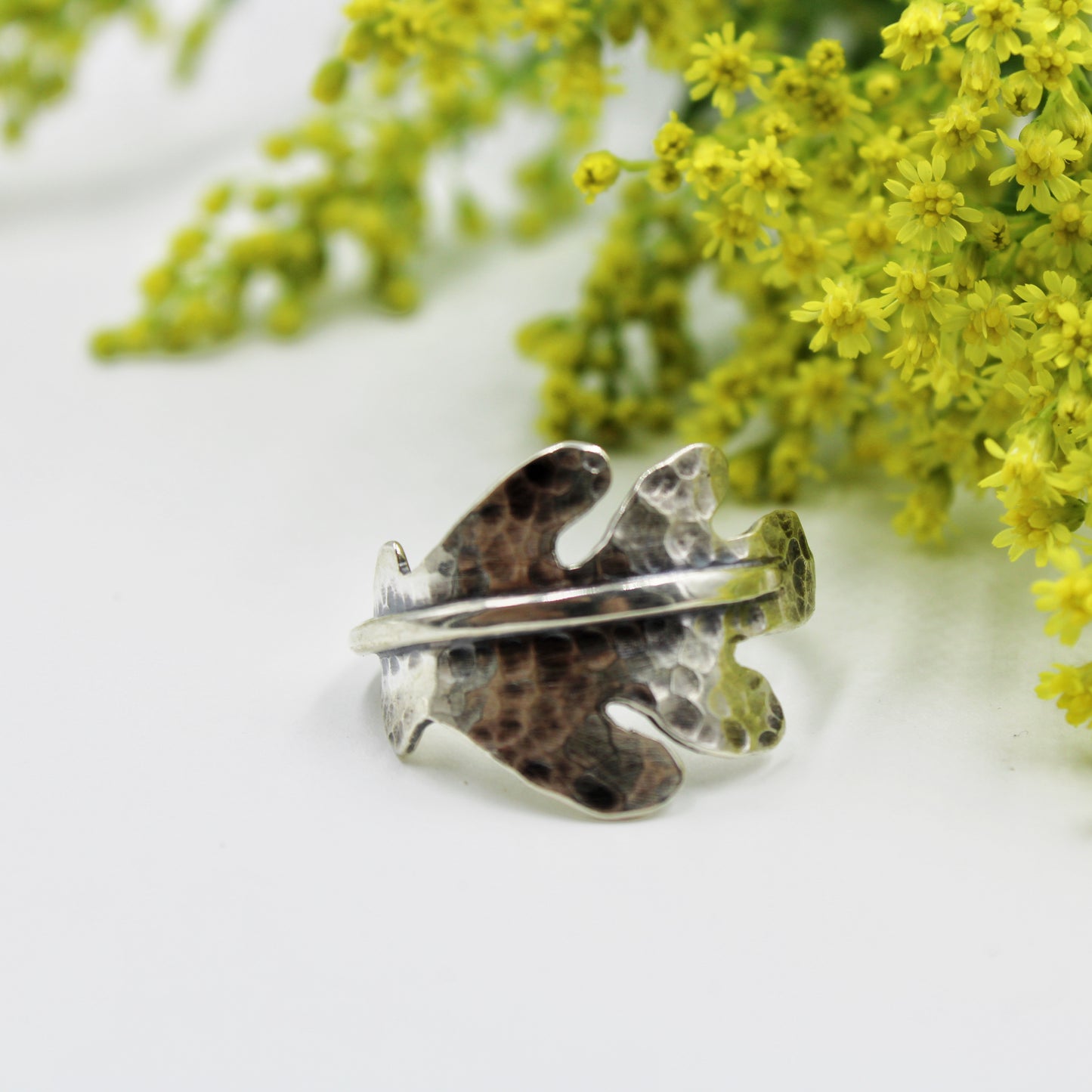Enduring Oak Rings: Sterling Silver Oak Leaves