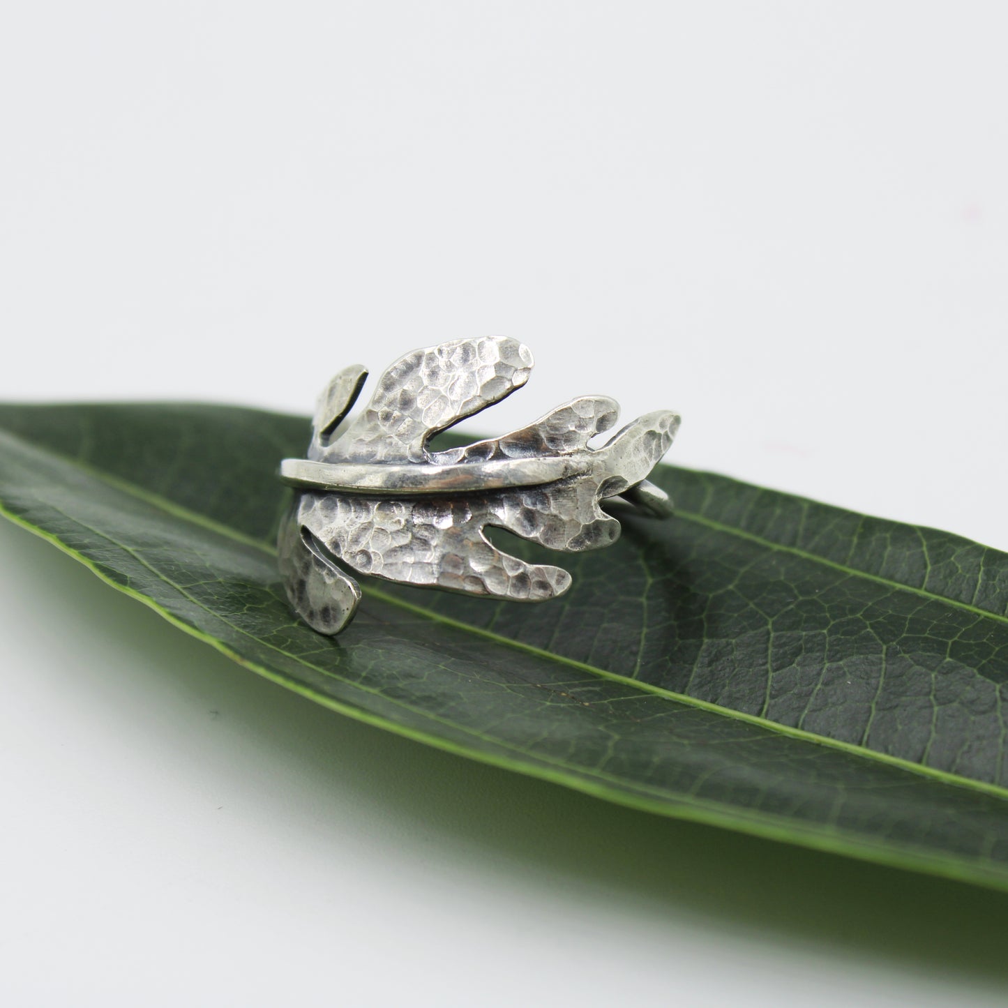 Enduring Oak Rings: Sterling Silver Oak Leaves