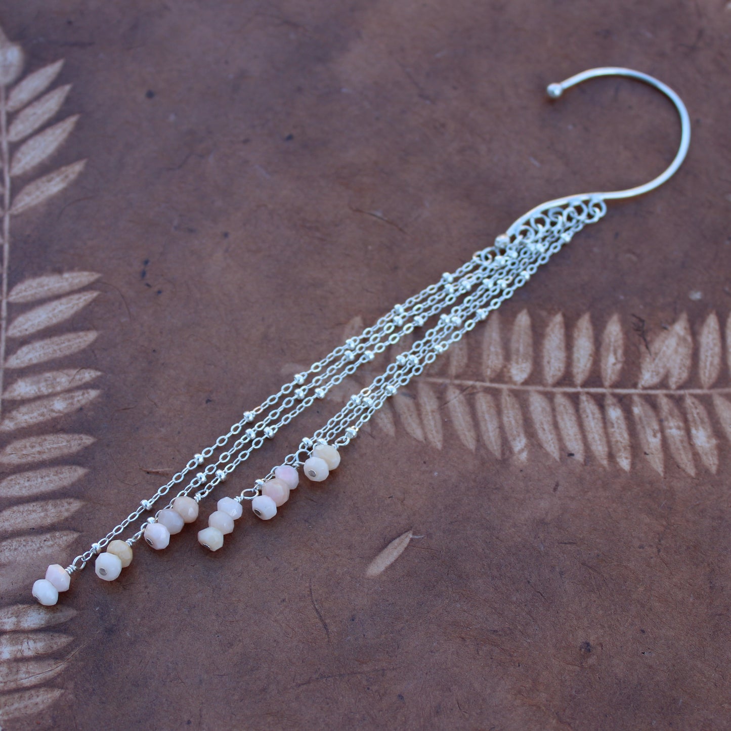 Blush Serenity Ear Slide: Sterling Silver & Pink Opal
