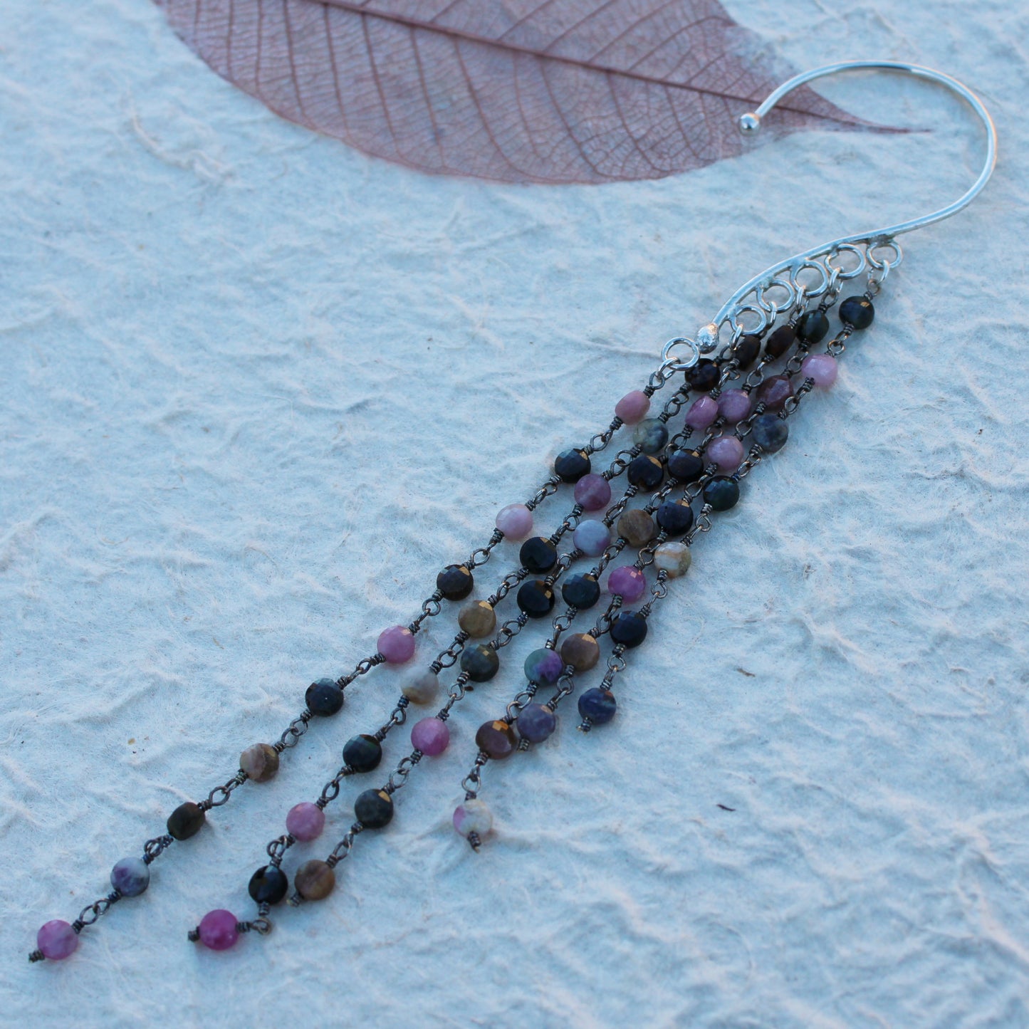 Forest Dew Ear Slide: Sterling Silver & Tourmaline