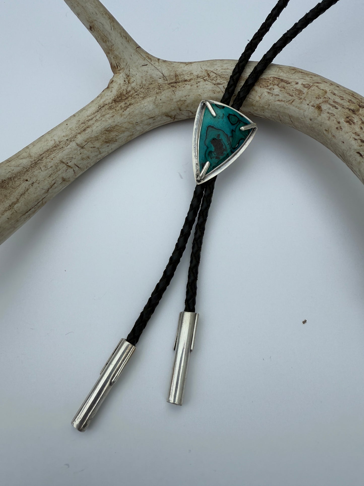 Desert Sky Chrysocolla Bolo Tie: Sterling Silver & Arizona Chrysocolla