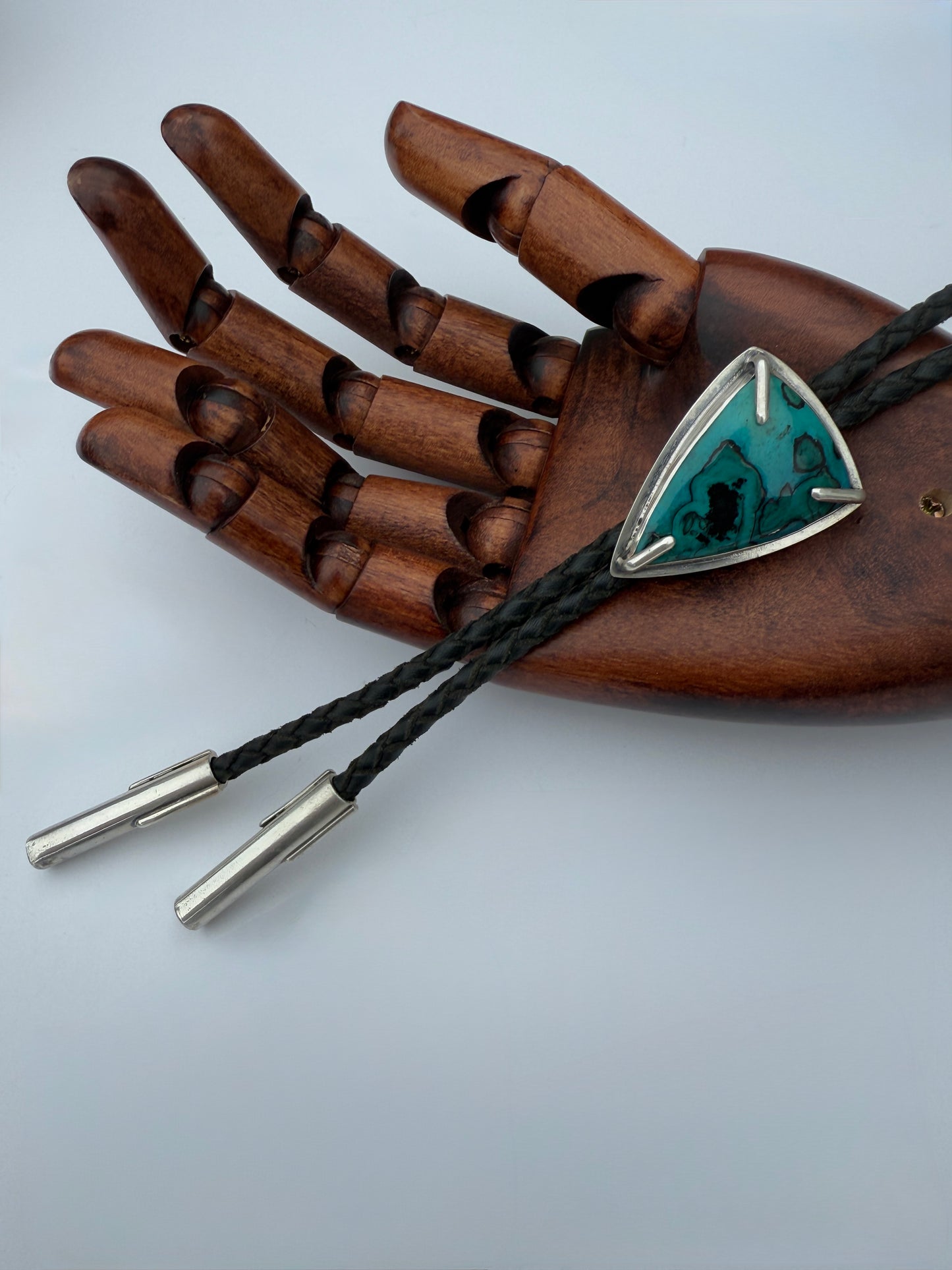 Desert Sky Chrysocolla Bolo Tie: Sterling Silver & Arizona Chrysocolla