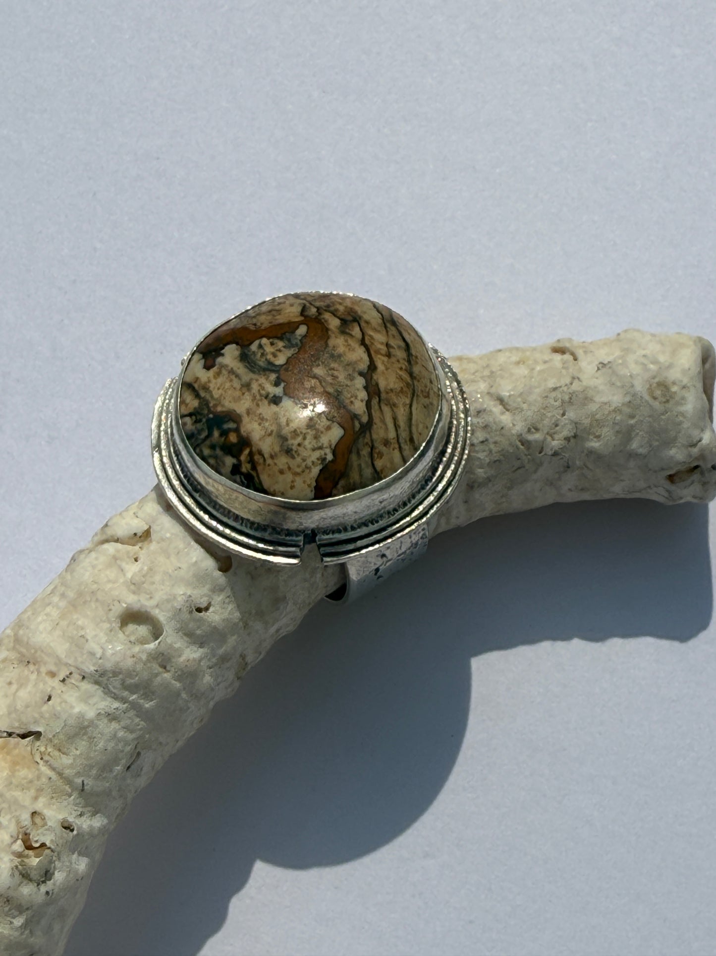 Sanctuary Ring - Sterling Silver & Picture Jasper - size 7