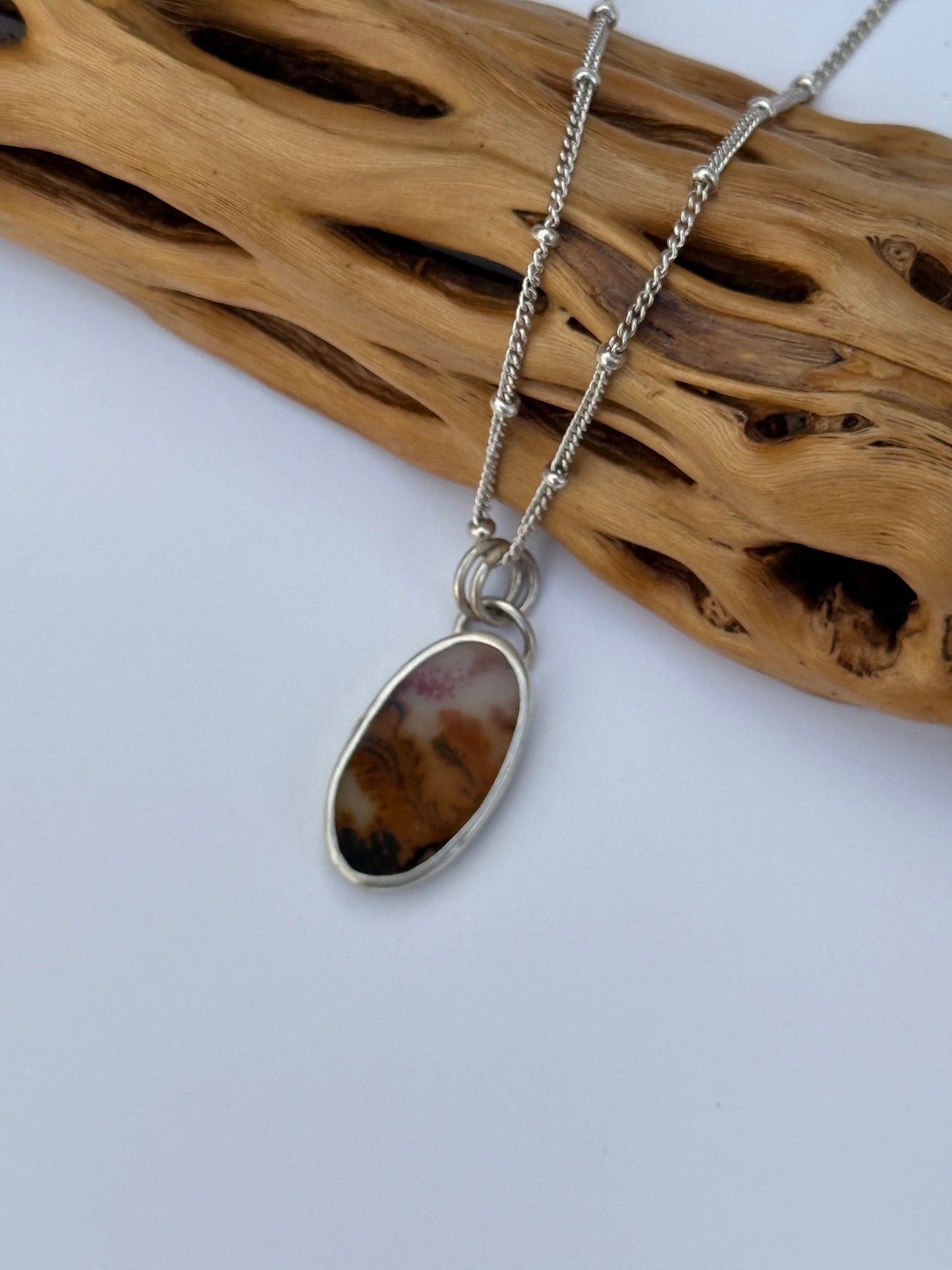Clouds of the Forest Necklace: Sterling Silver & Dendritic Agate Pendant