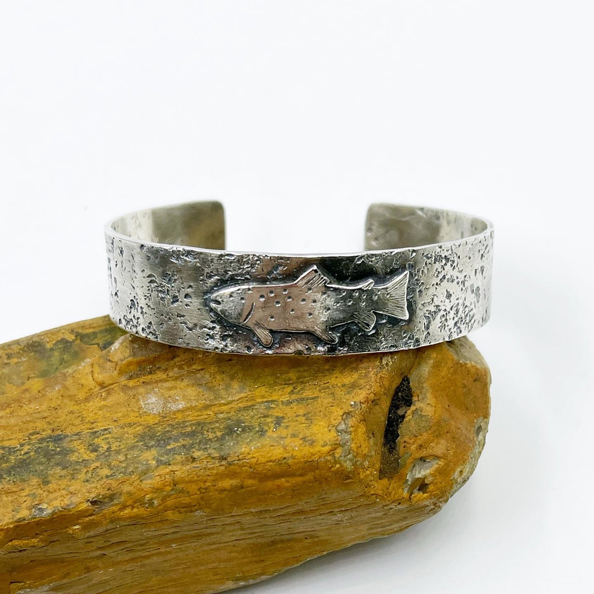 Riverborn Cuff: Sterling Silver Brook Trout