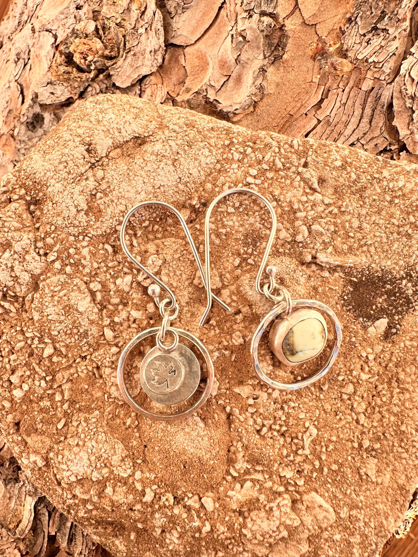 Quiet Mesa Hoops: Sterling Silver & Palomino Variscite Earrings