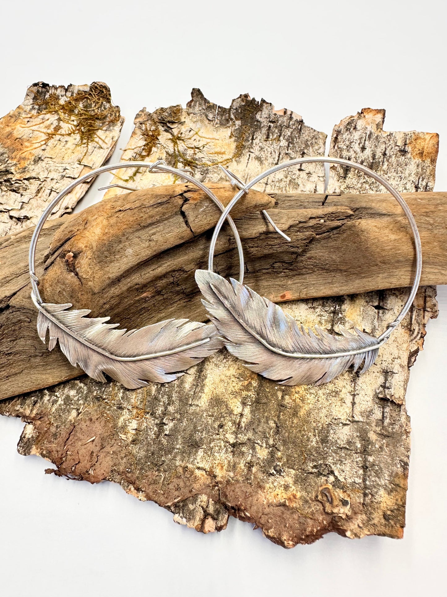 The Freewind Feather Hoops: Sterling Silver