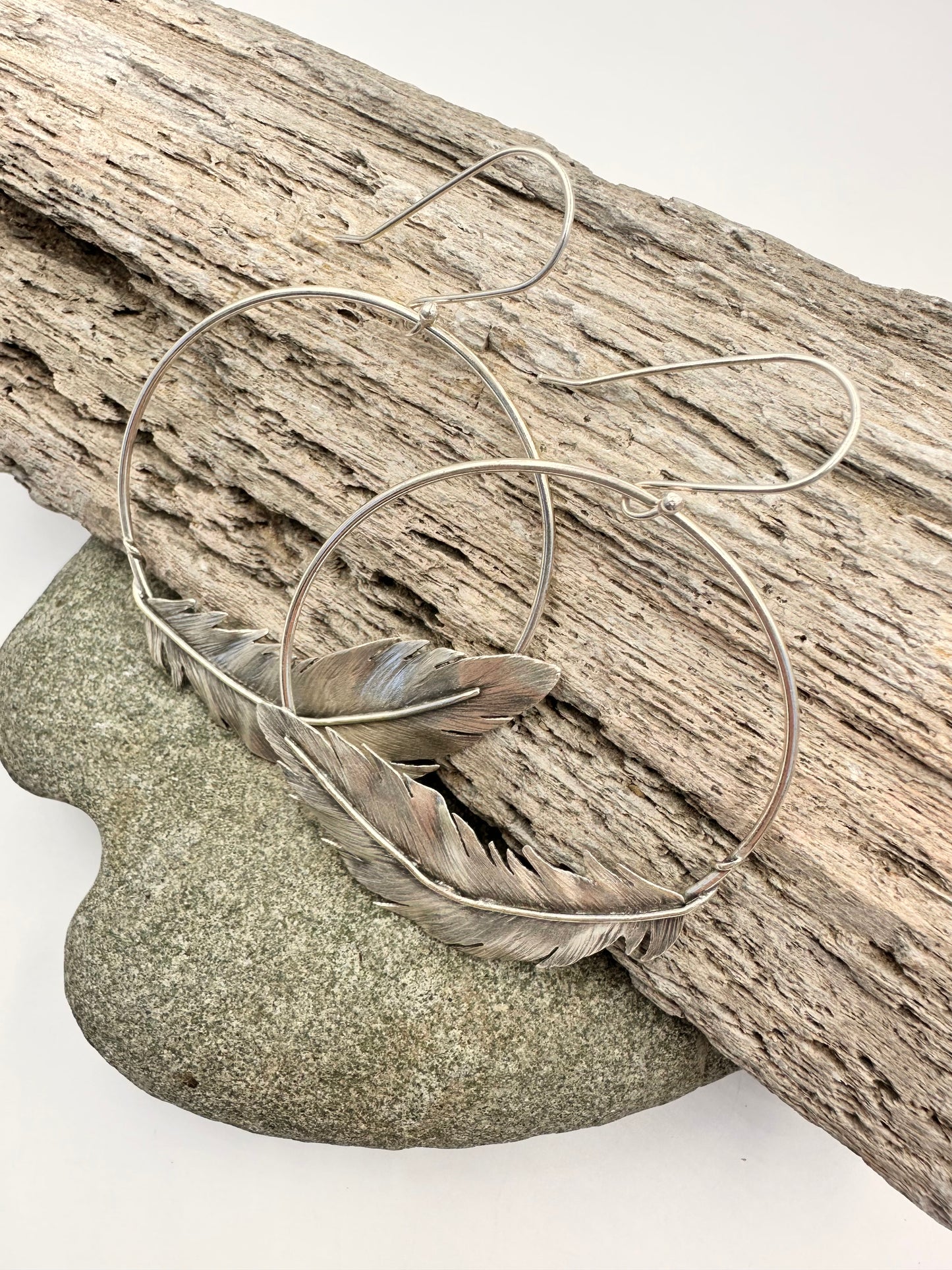 The Freewind Feather Hoops: Sterling Silver