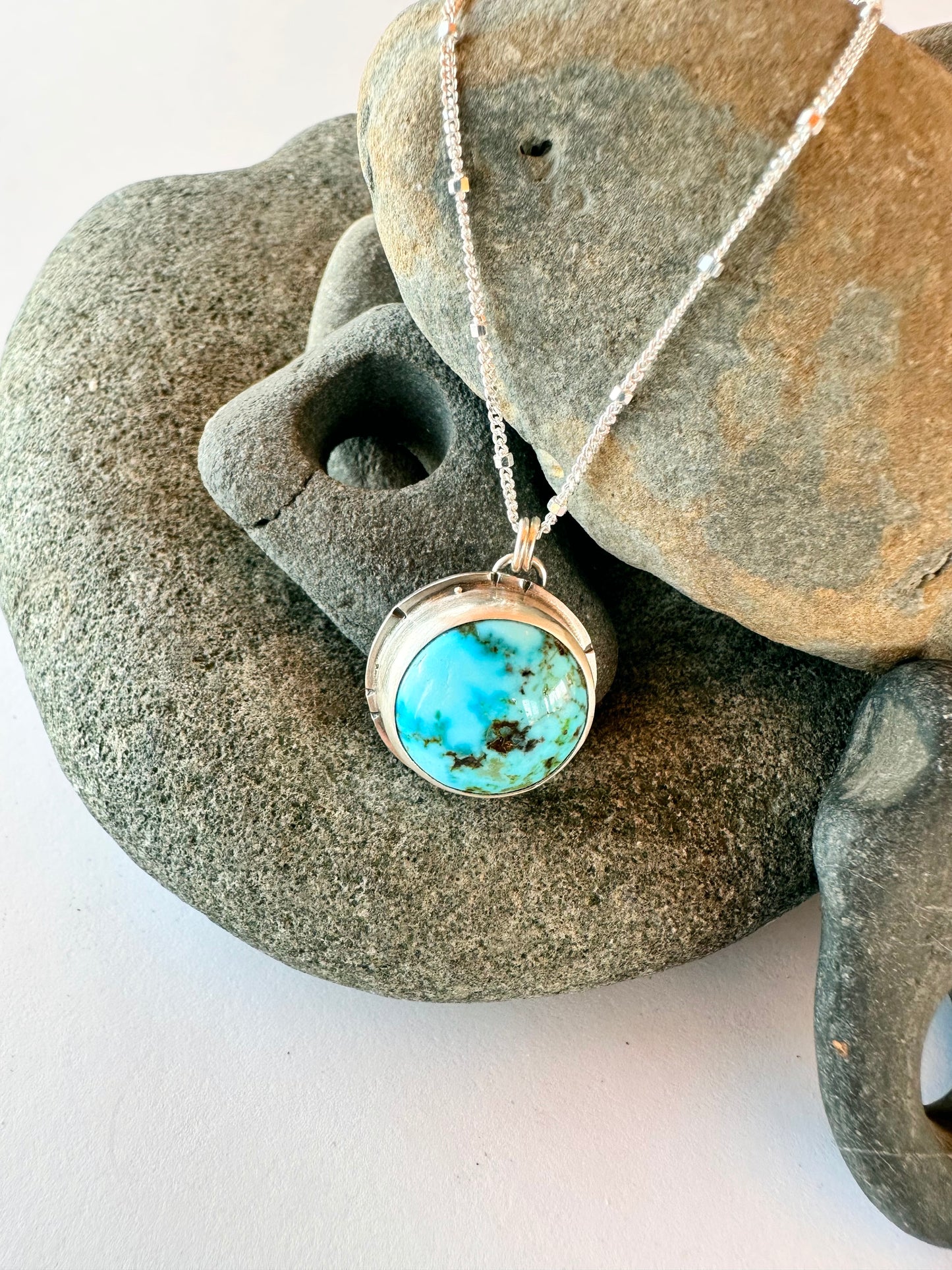 Open Sky Kingman Necklace: Sterling Silver & Turquoise