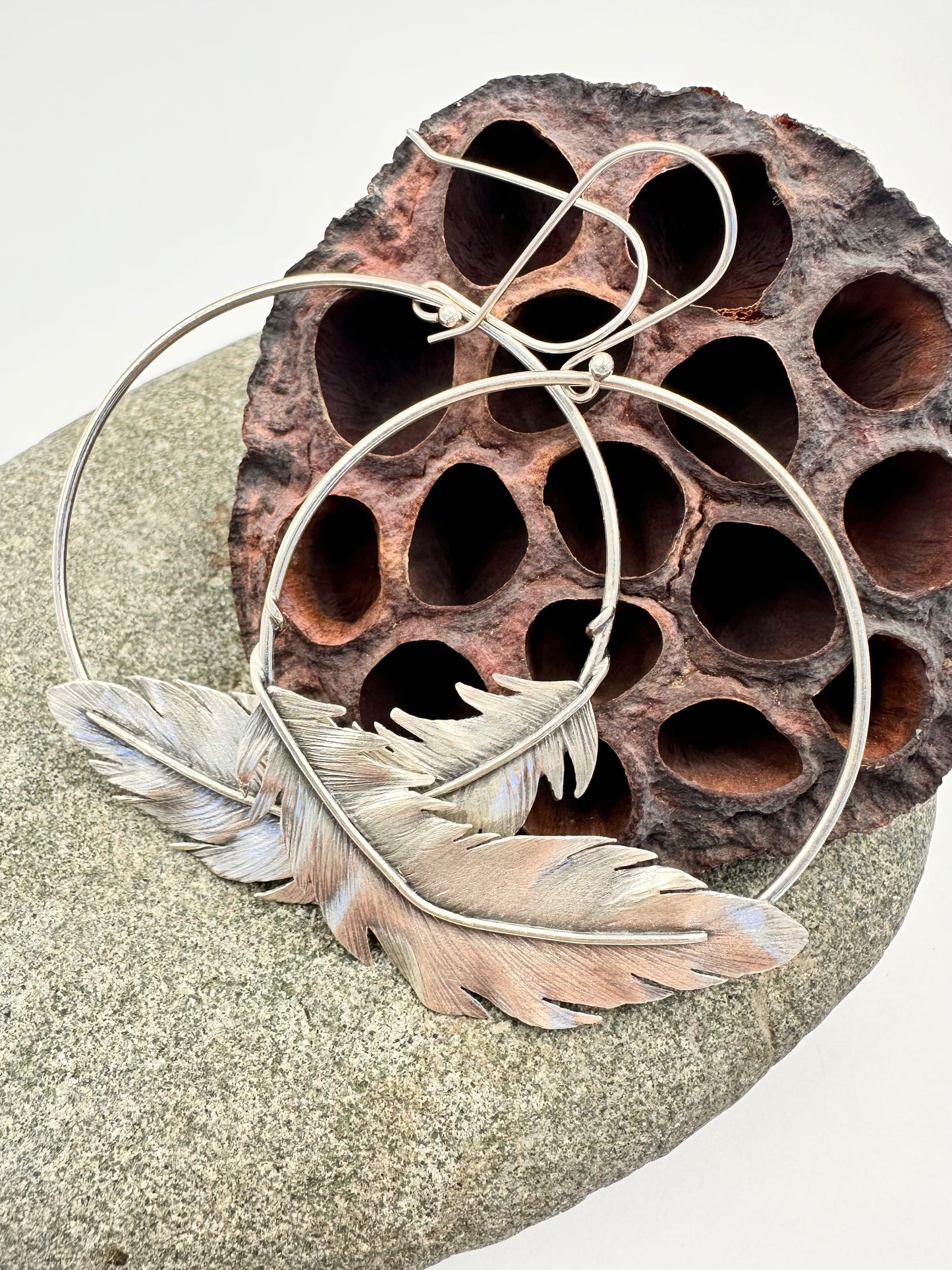 The Freewind Feather Hoops: Sterling Silver