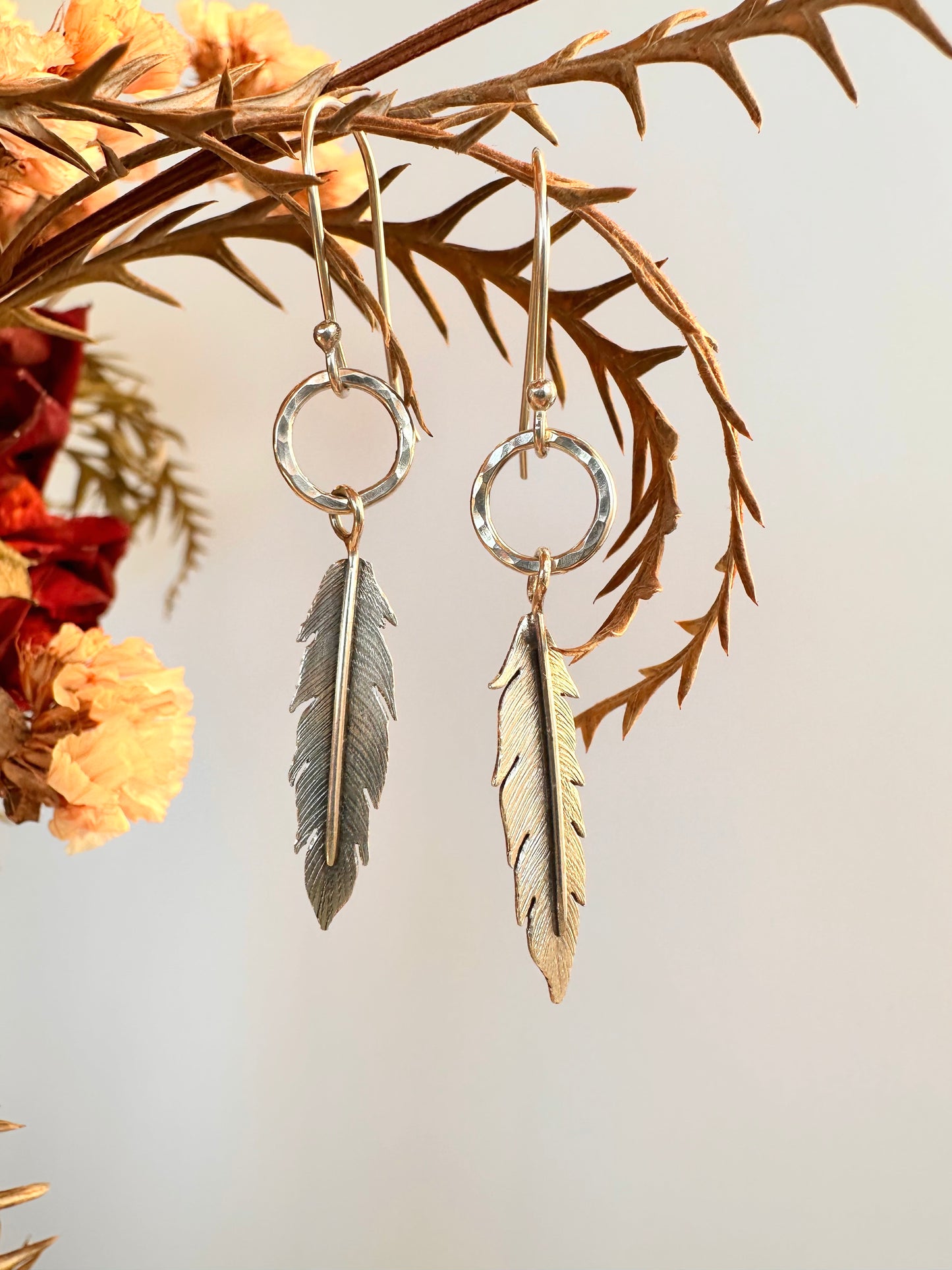 Windborne Feather Hoops: Sterling Silver Earrings