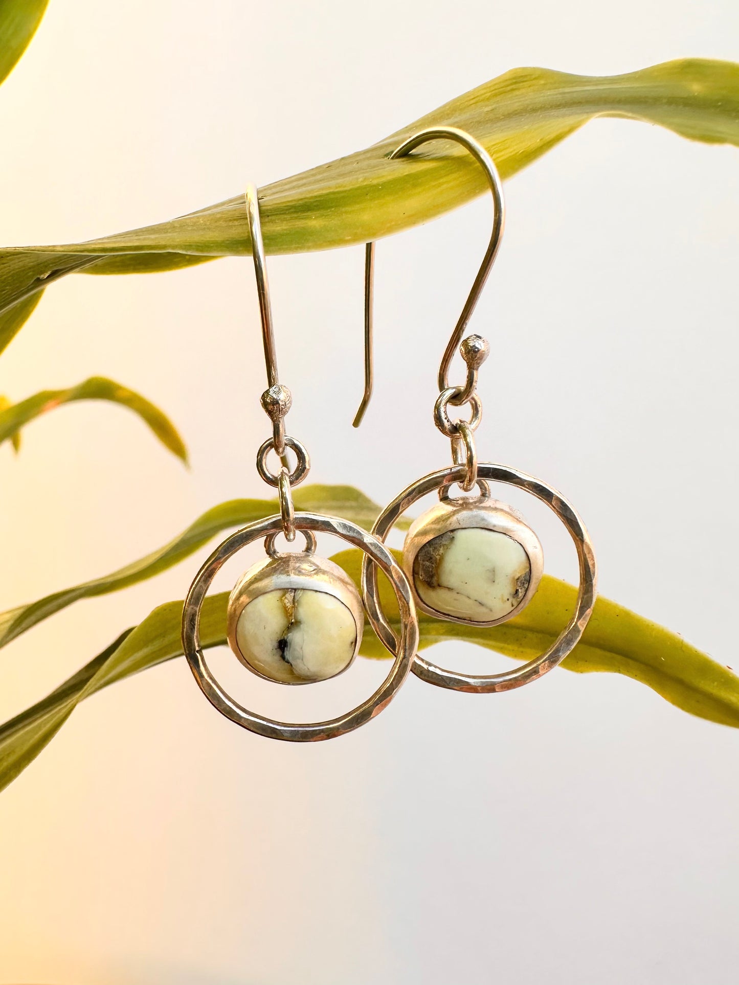 Quiet Mesa Hoops: Sterling Silver & Palomino Variscite Earrings
