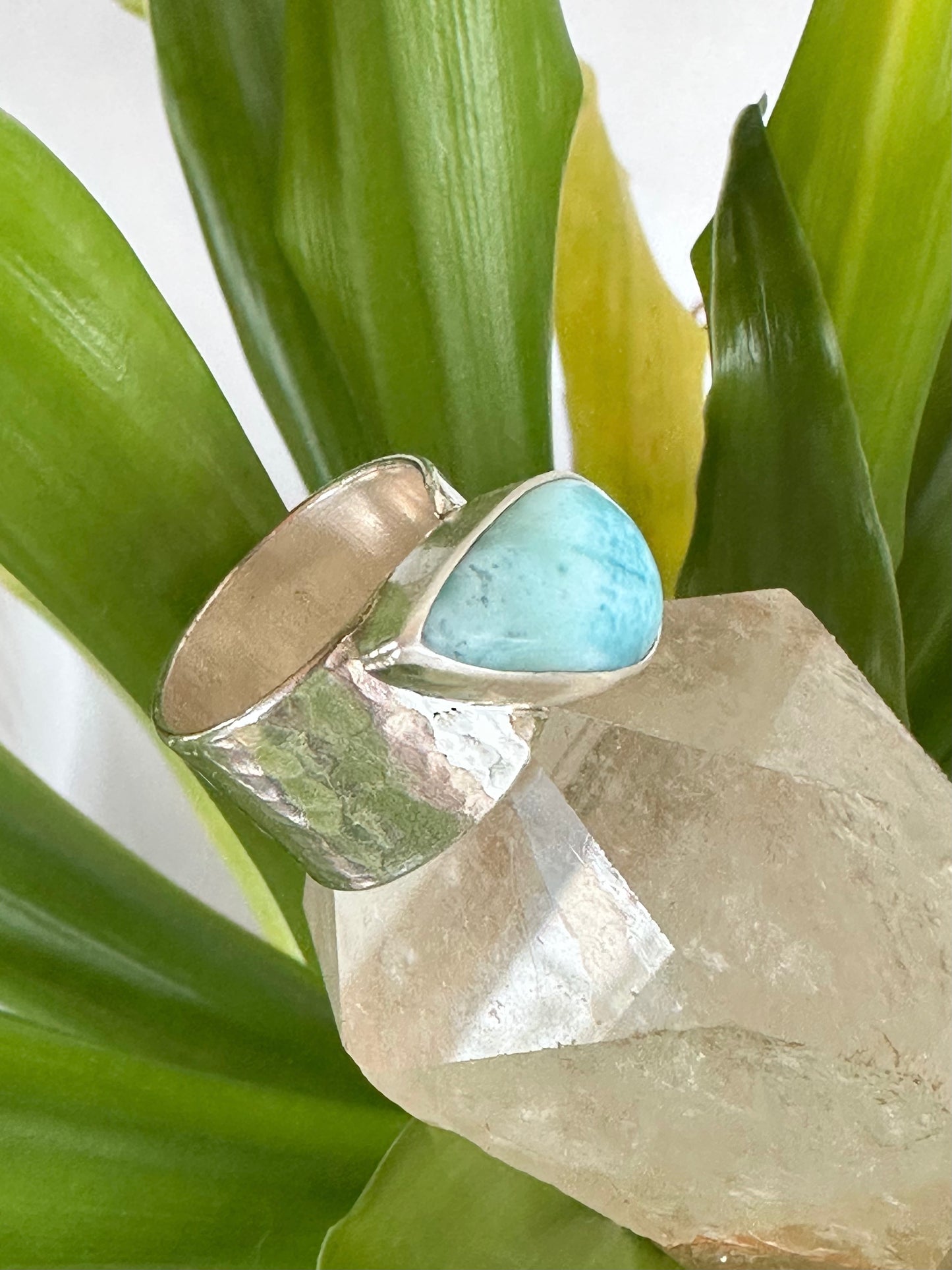 Tidal Sky Ring: Larimar & Sterling Silver - size 6