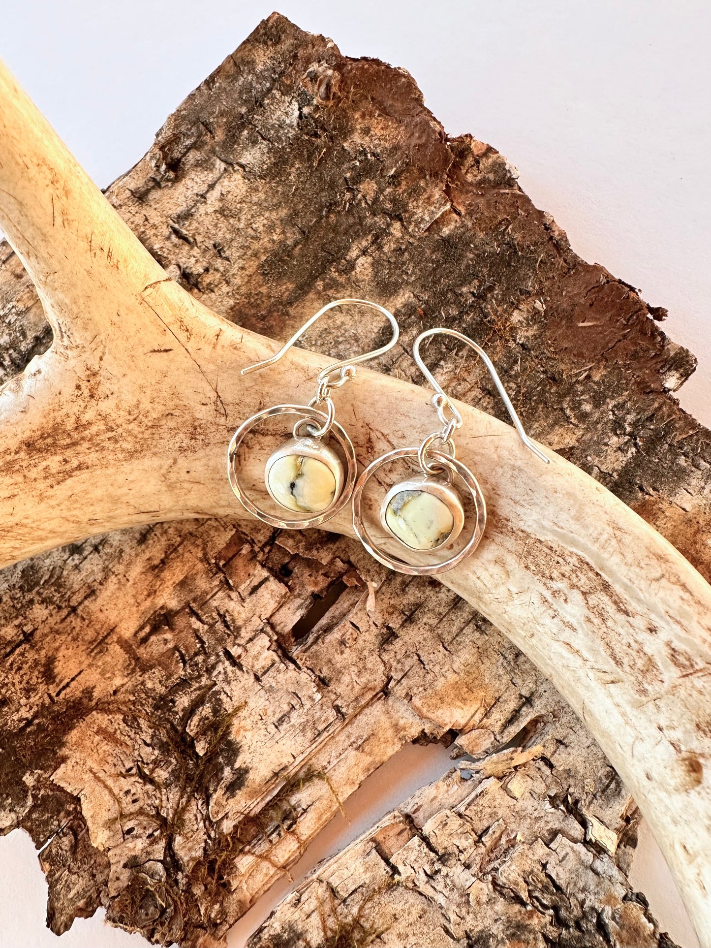 Quiet Mesa Hoops: Sterling Silver & Palomino Variscite Earrings