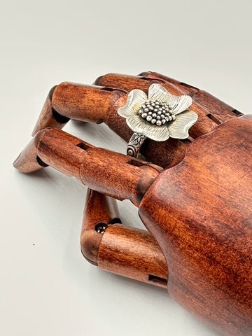 Enduring Bloom Ring: Dogwood & Sterling Silver - size 8