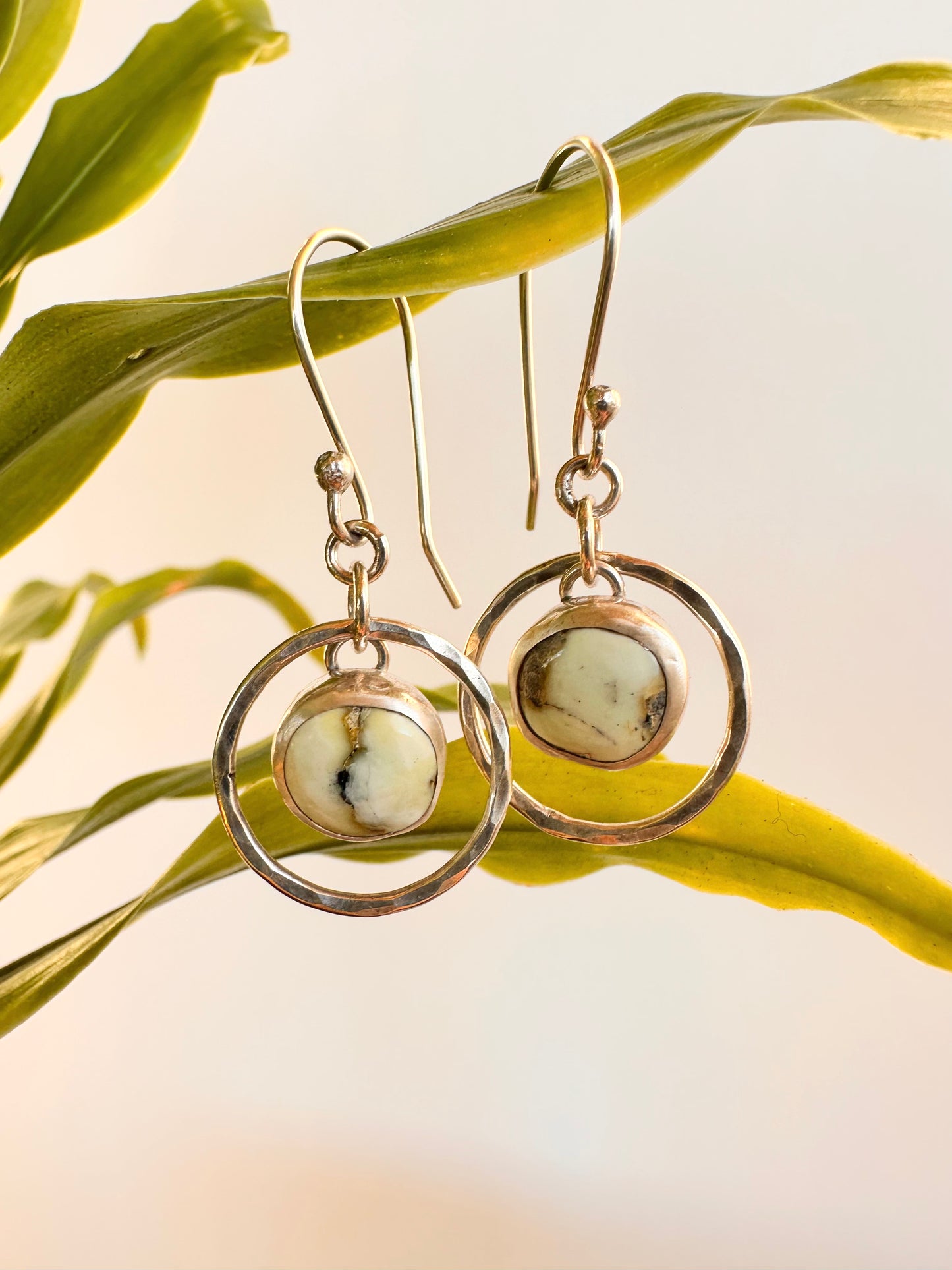 Quiet Mesa Hoops: Sterling Silver & Palomino Variscite Earrings