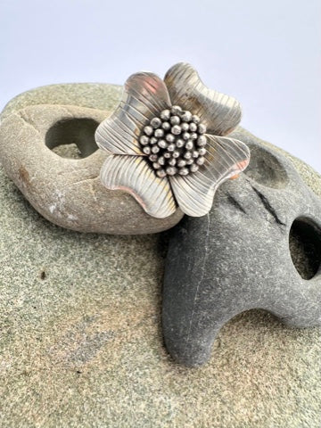 Enduring Bloom Ring: Dogwood & Sterling Silver - size 8