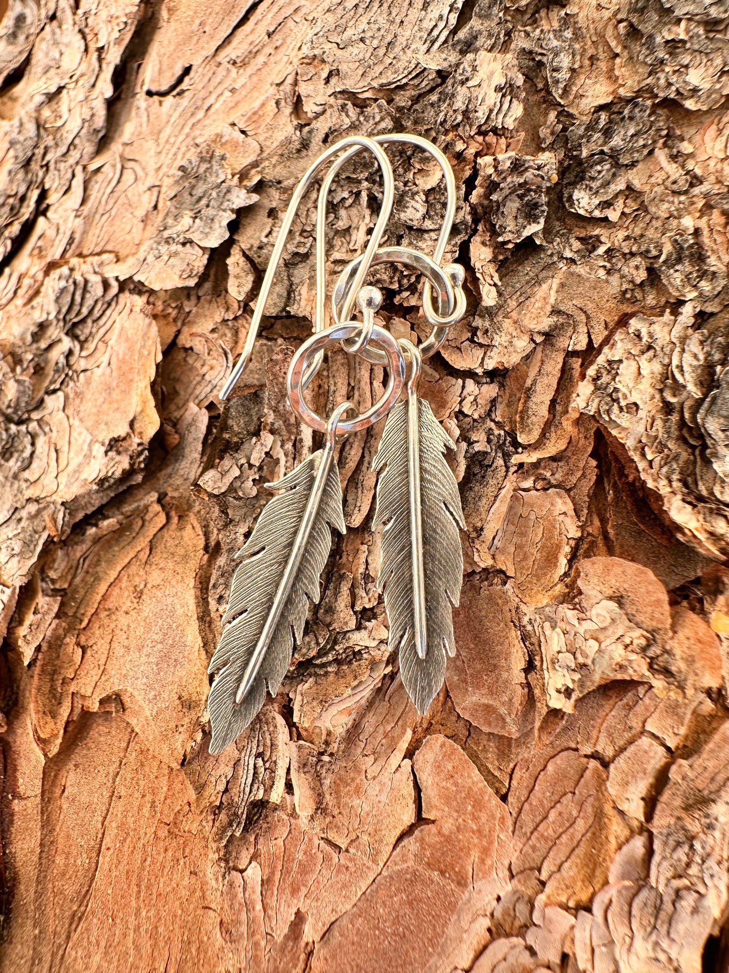 Windborne Feather Hoops: Sterling Silver Earrings