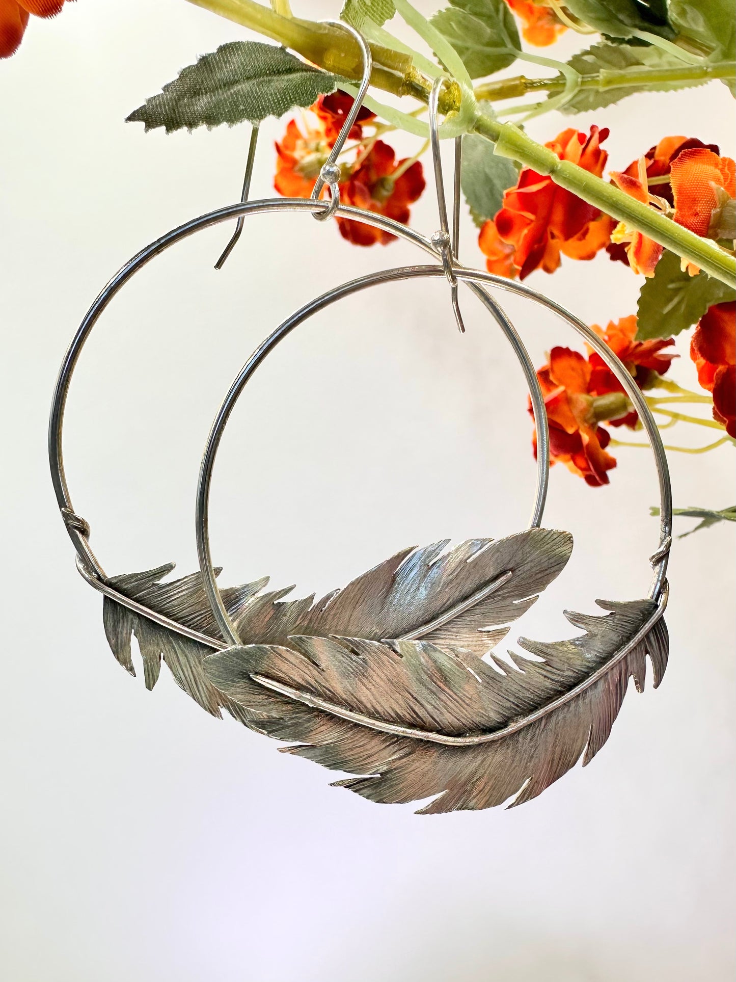 The Freewind Feather Hoops: Sterling Silver