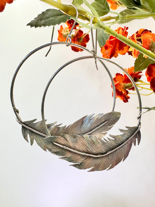 The Freewind Feather Hoops: Sterling Silver