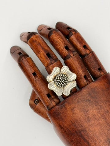 Enduring Bloom Ring: Dogwood & Sterling Silver - size 8