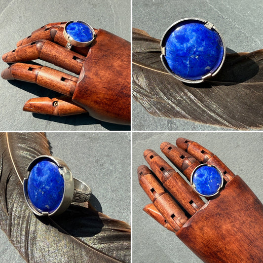 Indigo Horizon Ring: Sterling Silver & Lapis Lazuli - size 8
