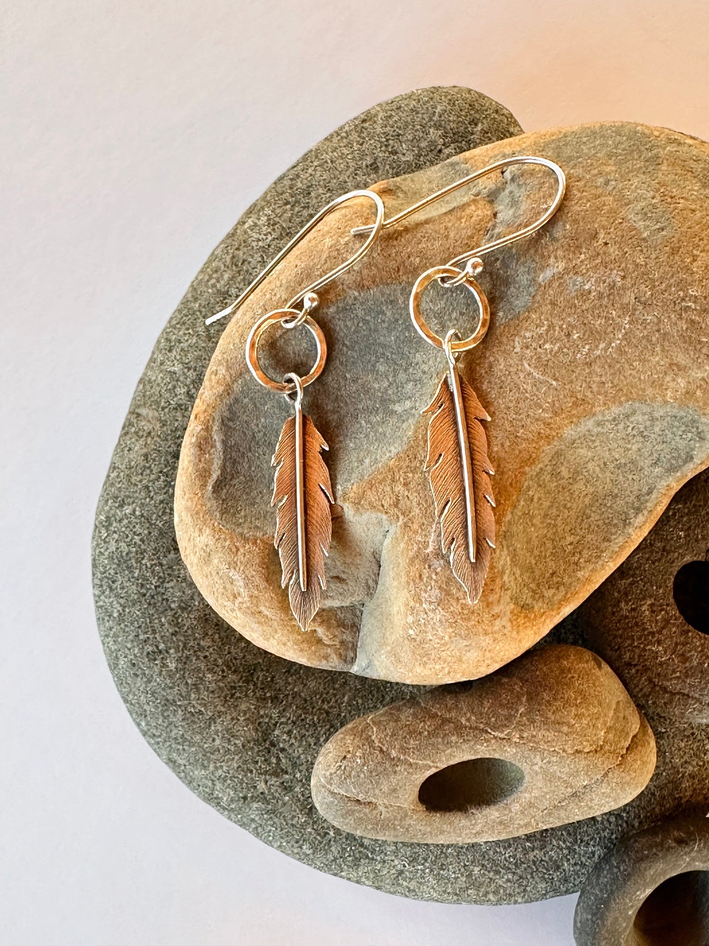 Windborne Feather Hoops: Sterling Silver Earrings