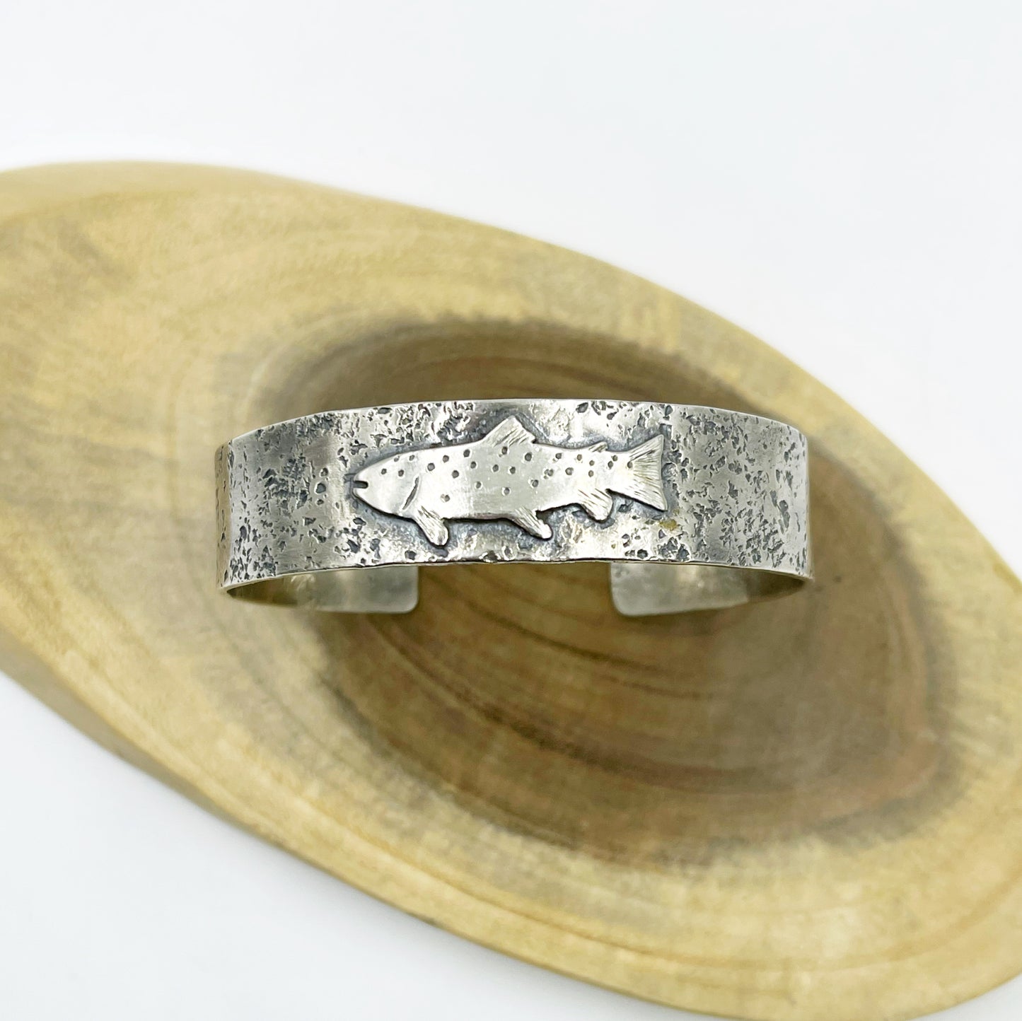Riverborn Cuff: Sterling Silver Brook Trout