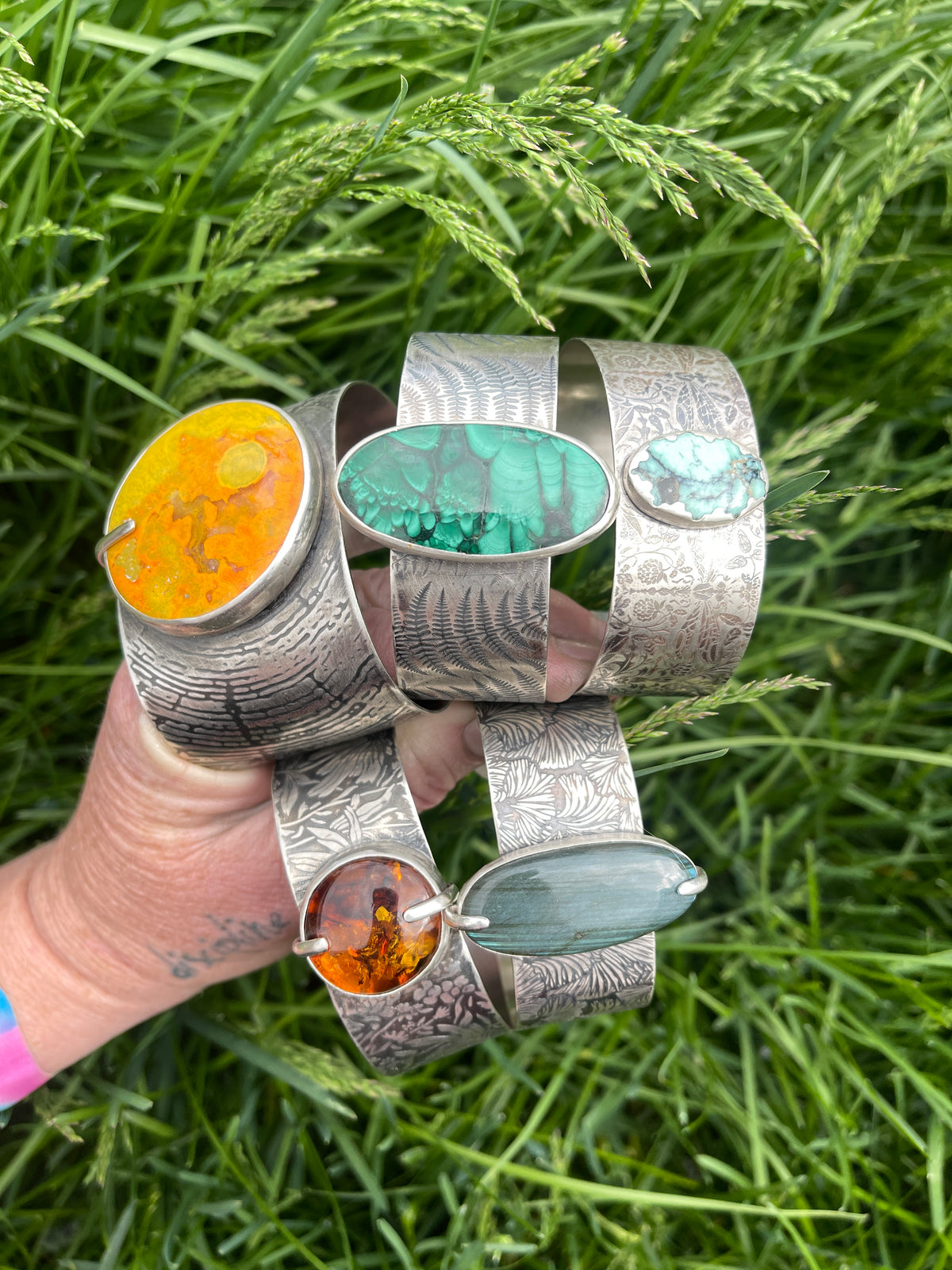 Dragonfly Wings Cuff: Sterling Silver & Angelwing Variscite