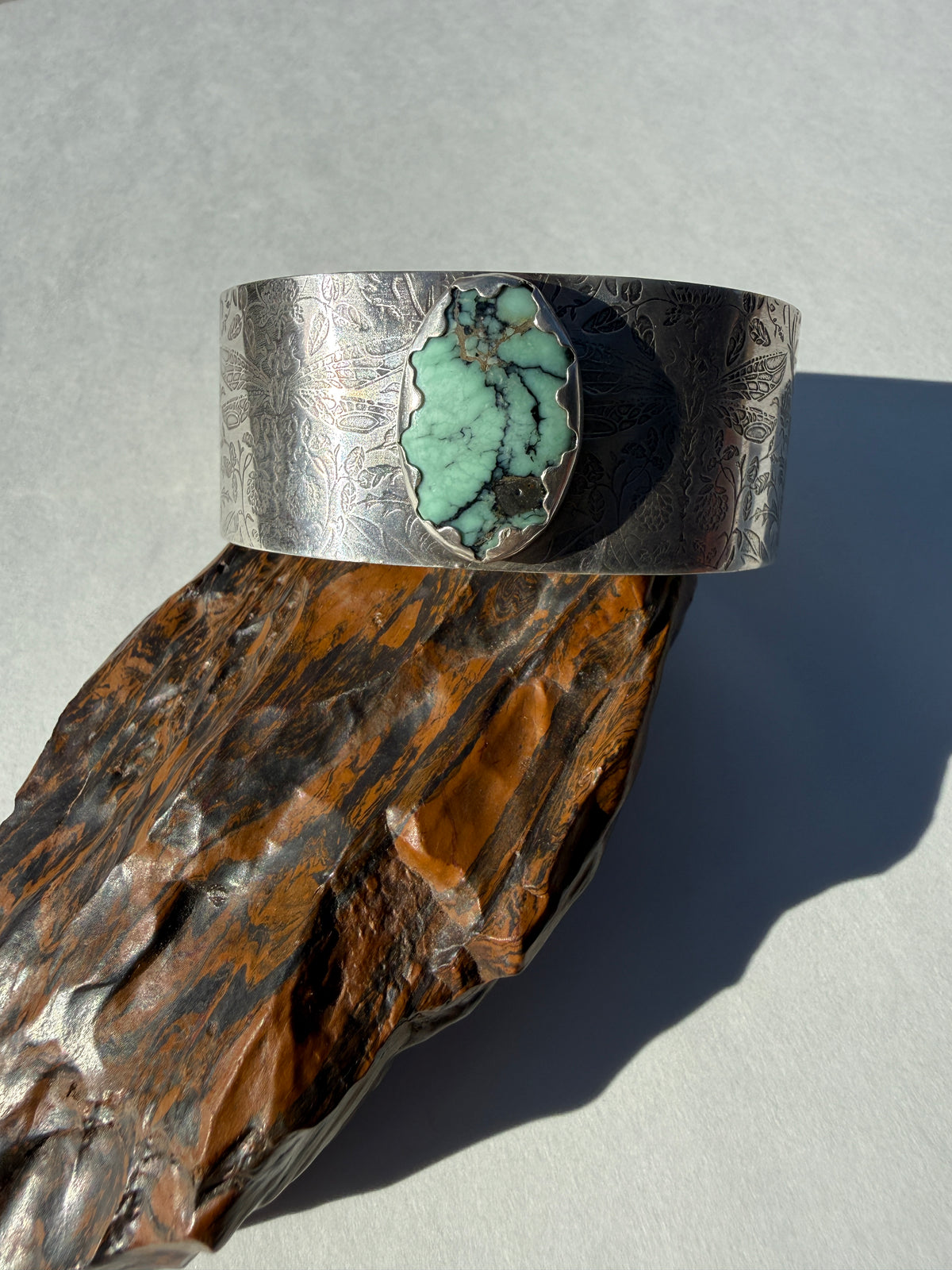 Dragonfly Wings Cuff: Sterling Silver & Angelwing Variscite