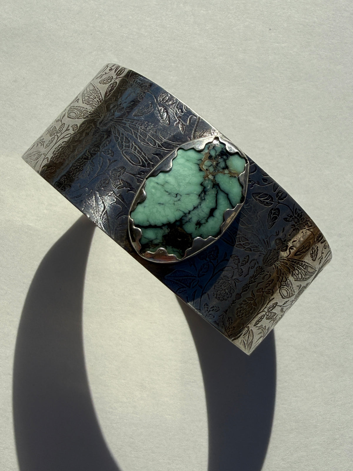 Dragonfly Wings Cuff: Sterling Silver & Angelwing Variscite