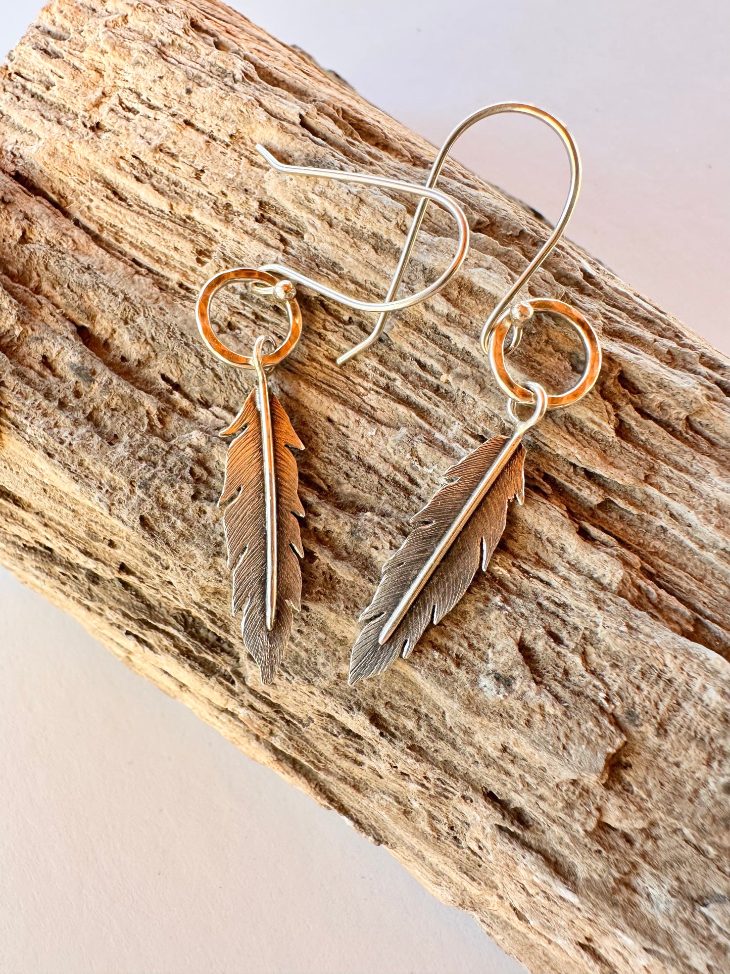 Windborne Feather Hoops: Sterling Silver Earrings