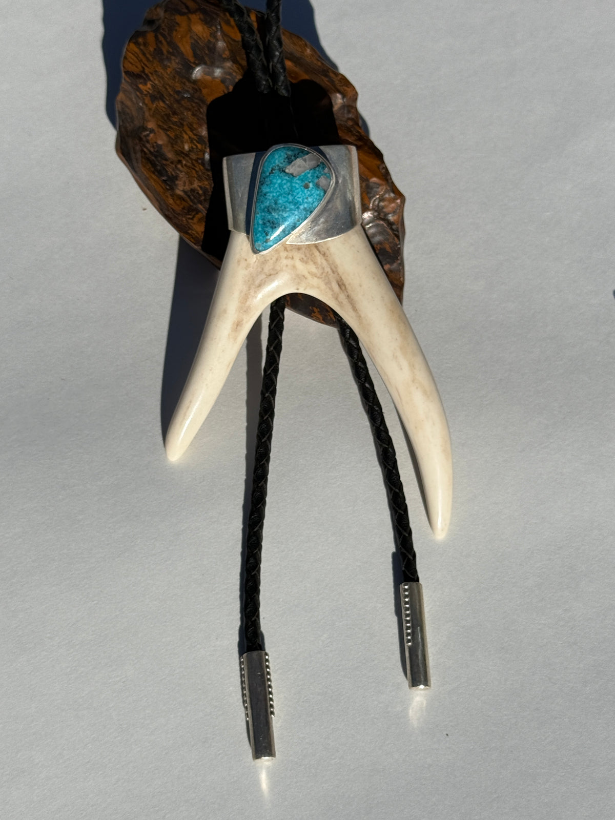The Trail Boss Bolo Tie: Sterling Silver & Qingu Turquoise