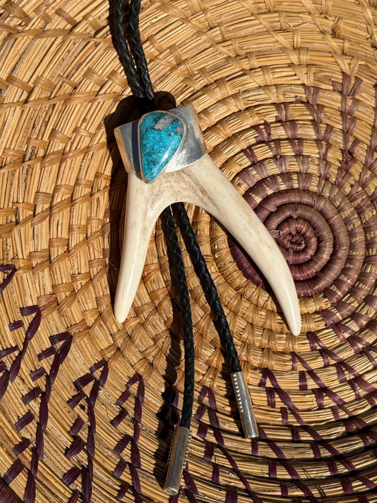 The Trail Boss Bolo Tie: Sterling Silver & Qingu Turquoise