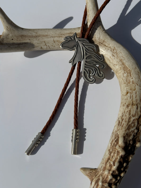 Spirit of the Plains Bolo Tie: Sterling Silver Horse