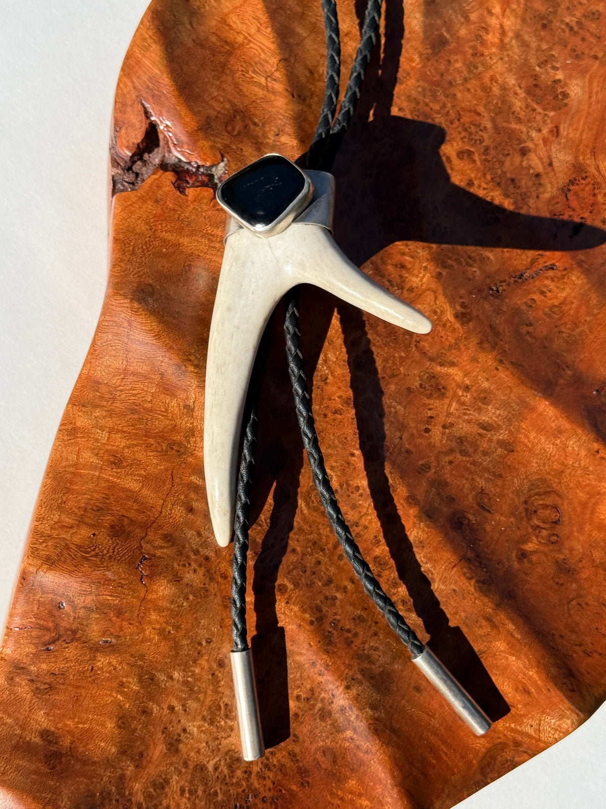 The Dark Timber Bolo Tie: Sterling Silver & Black Wyoming Jade