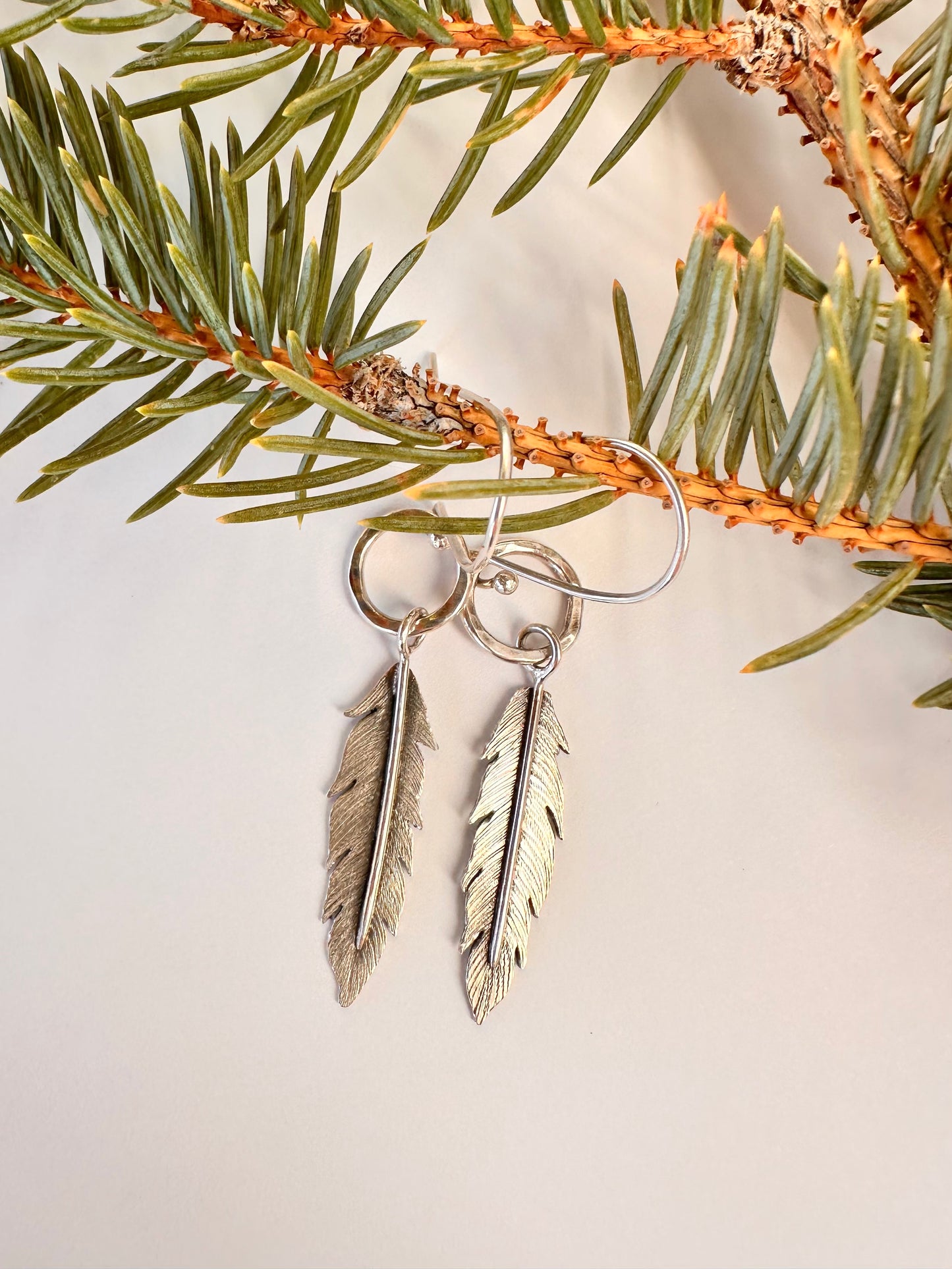 Windborne Feather Hoops: Sterling Silver Earrings