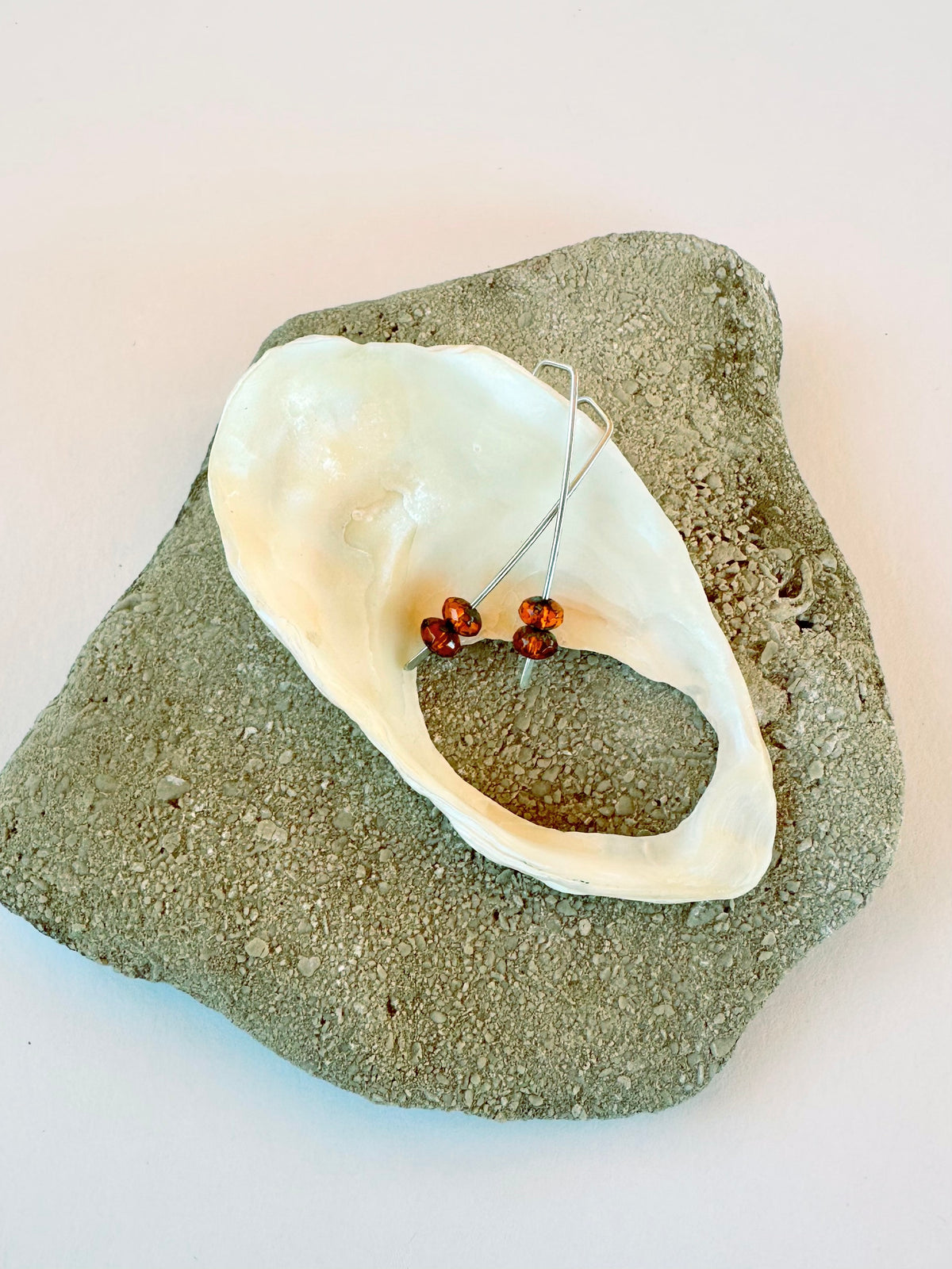 Autumn Stem Earrings: Argentium Hyacinth Picasso Beads & Sterling Silver