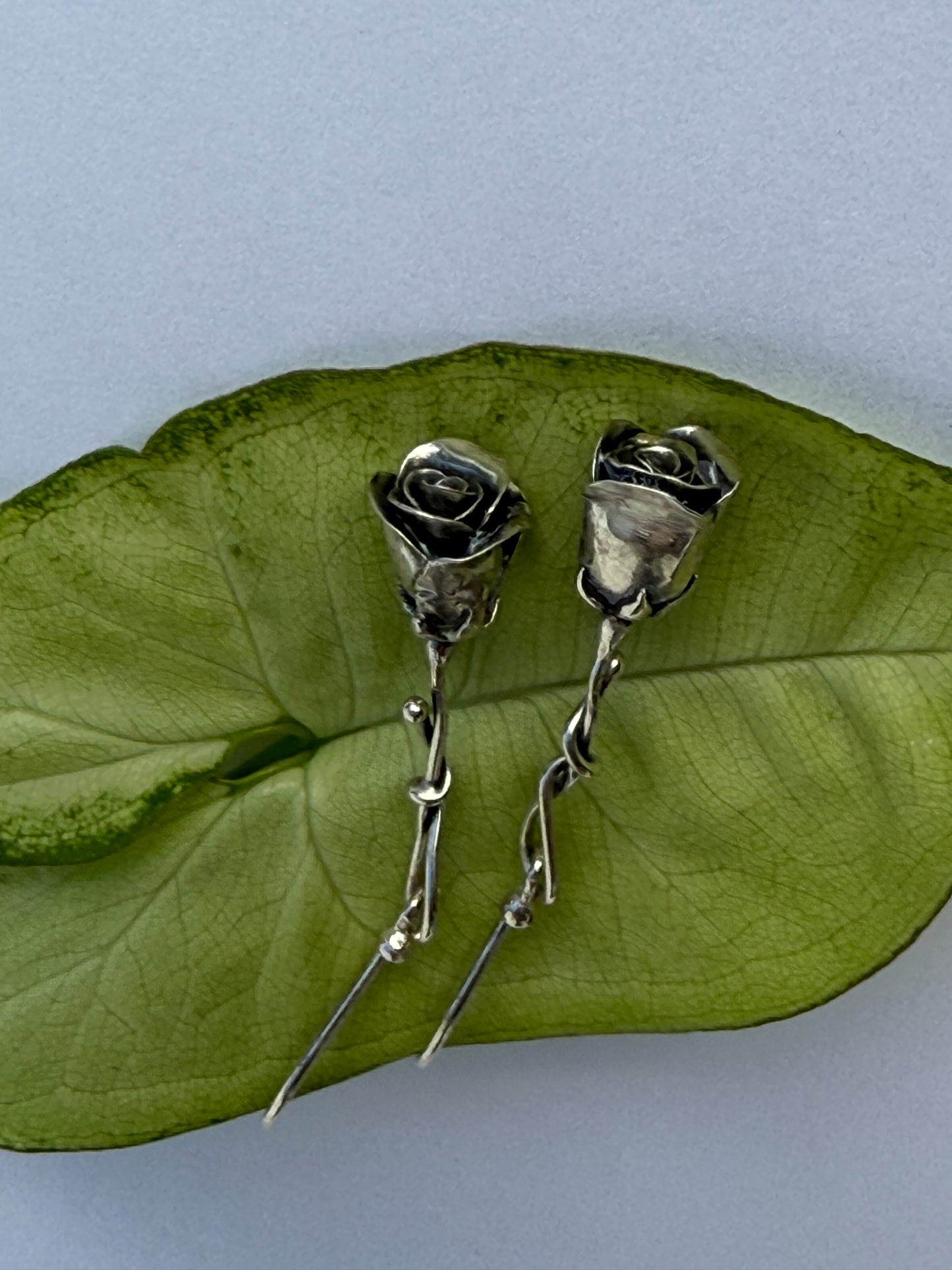Small Acts of Devotion: Sterling Silver Rose Earrings