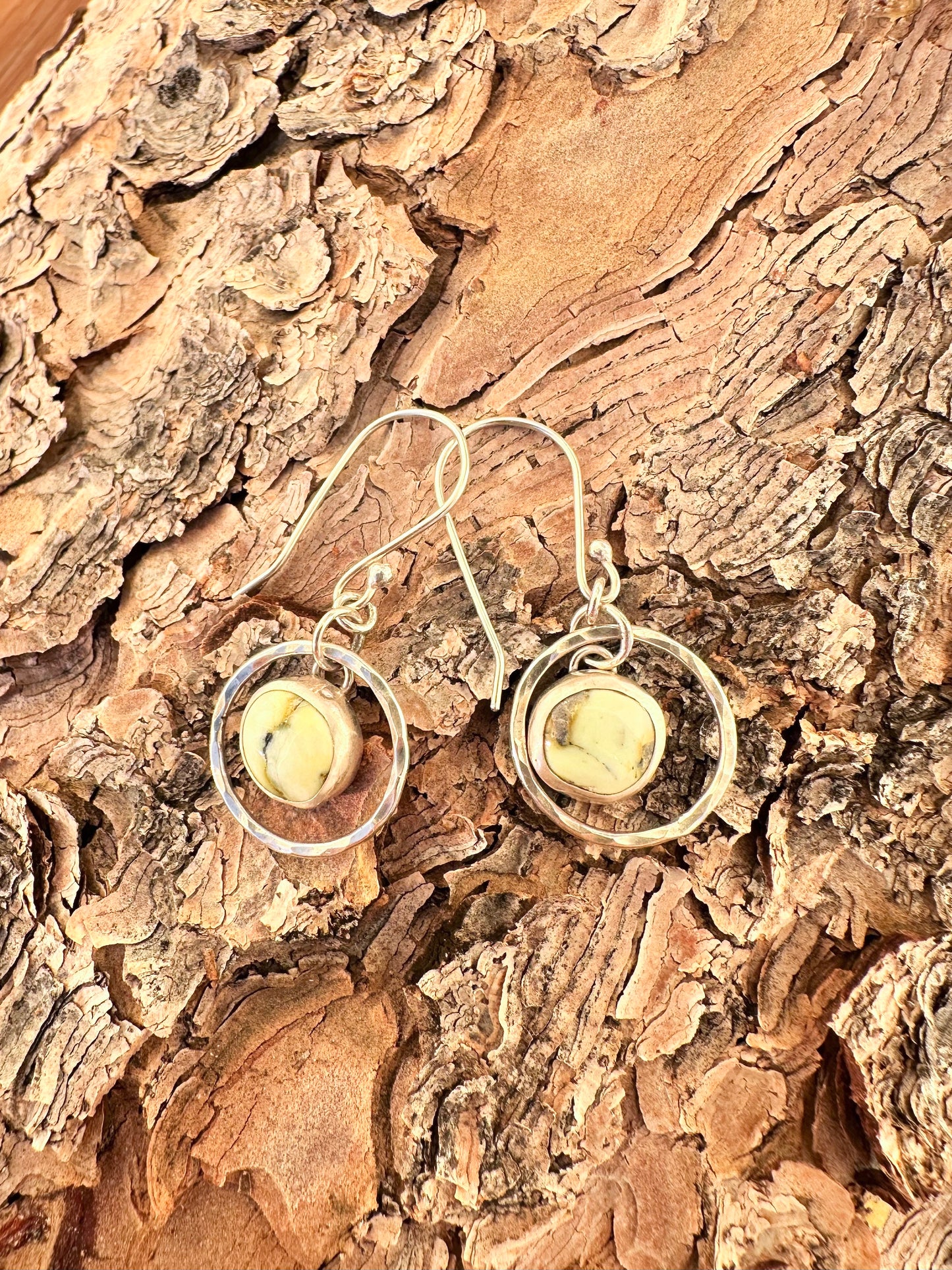 Quiet Mesa Hoops: Sterling Silver & Palomino Variscite Earrings
