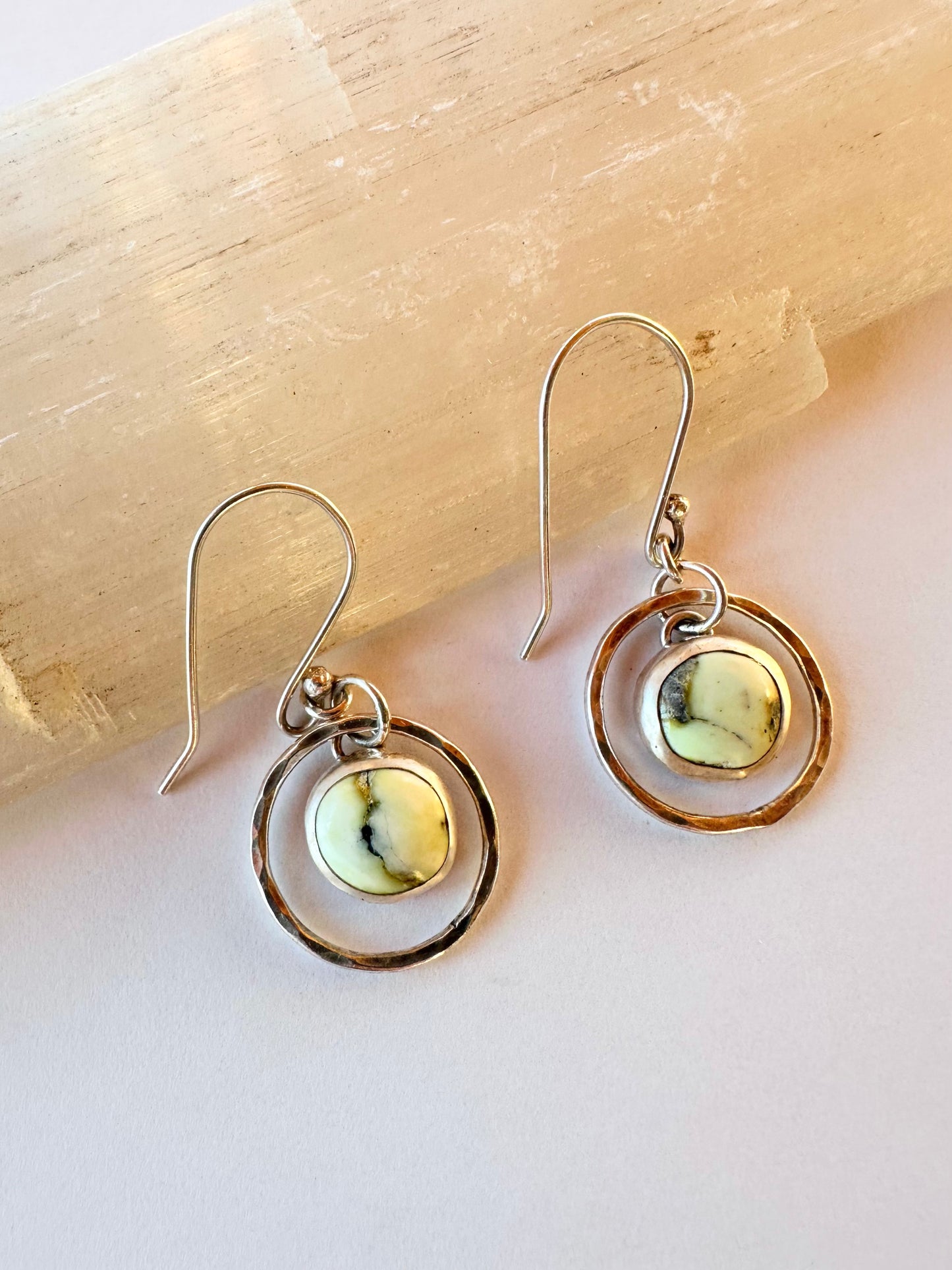 Quiet Mesa Hoops: Sterling Silver & Palomino Variscite Earrings
