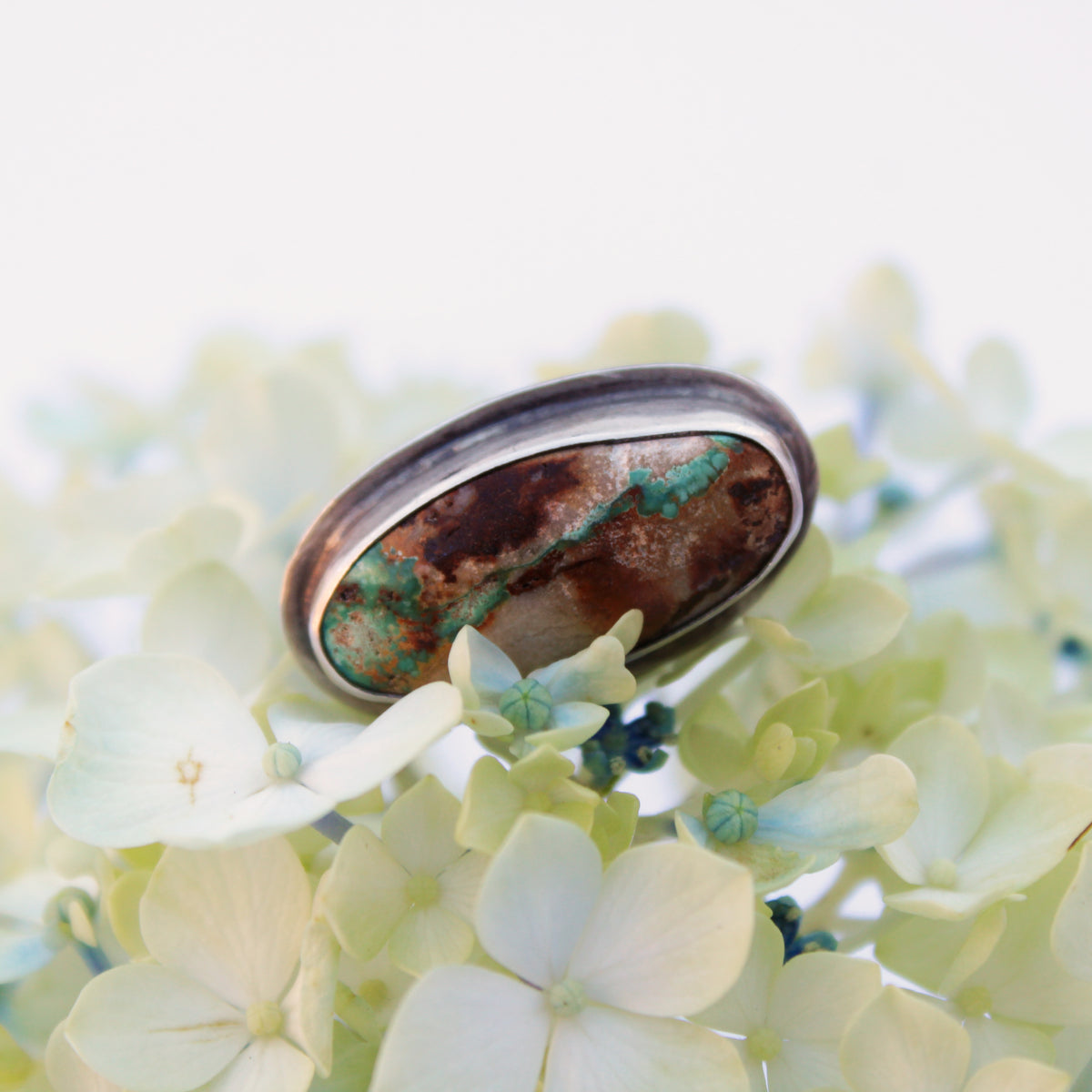 River's Flow Ring: Sterling Silver Royston Ribbon Turquoise - size 8.25