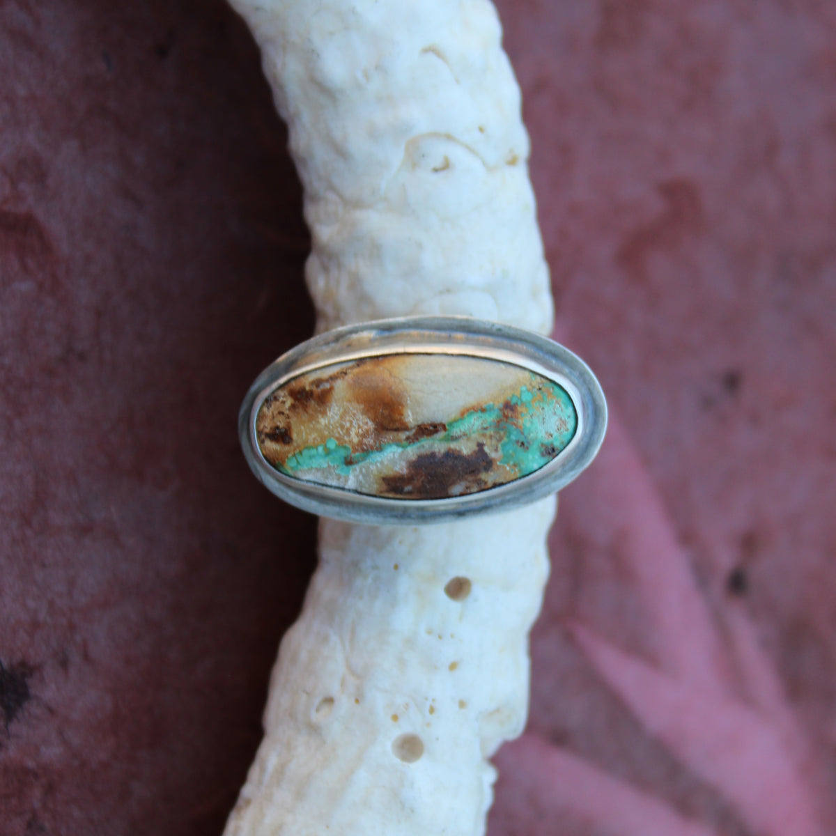 River's Flow Ring: Sterling Silver Royston Ribbon Turquoise - size 8.25