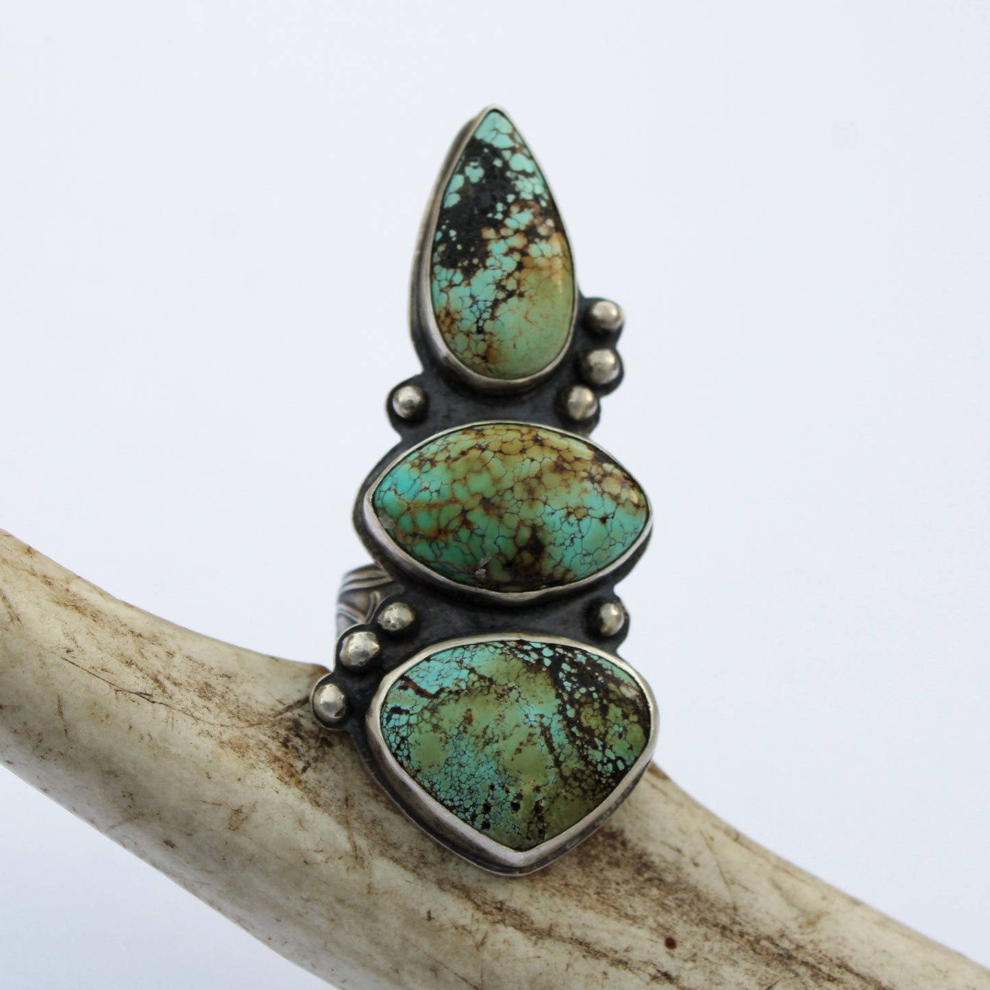 Tranquil Horizons Ring: Sterling Silver & Polychrome Turquoise - size 8.25