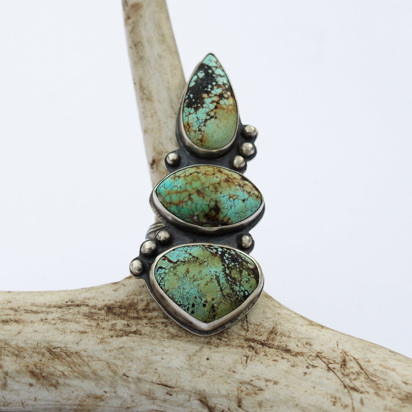 Tranquil Horizons Ring: Sterling Silver & Polychrome Turquoise - size 8.25